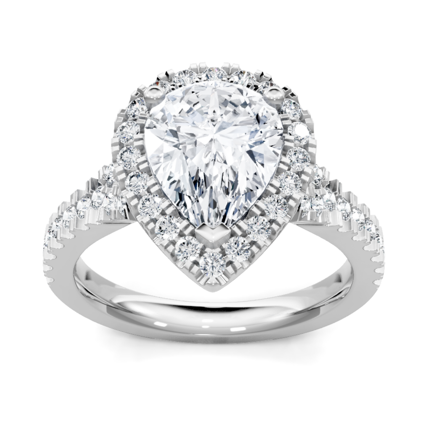 Imagine Bridal 14K White Gold Pear Diamond Engagement Ring 0.38ct