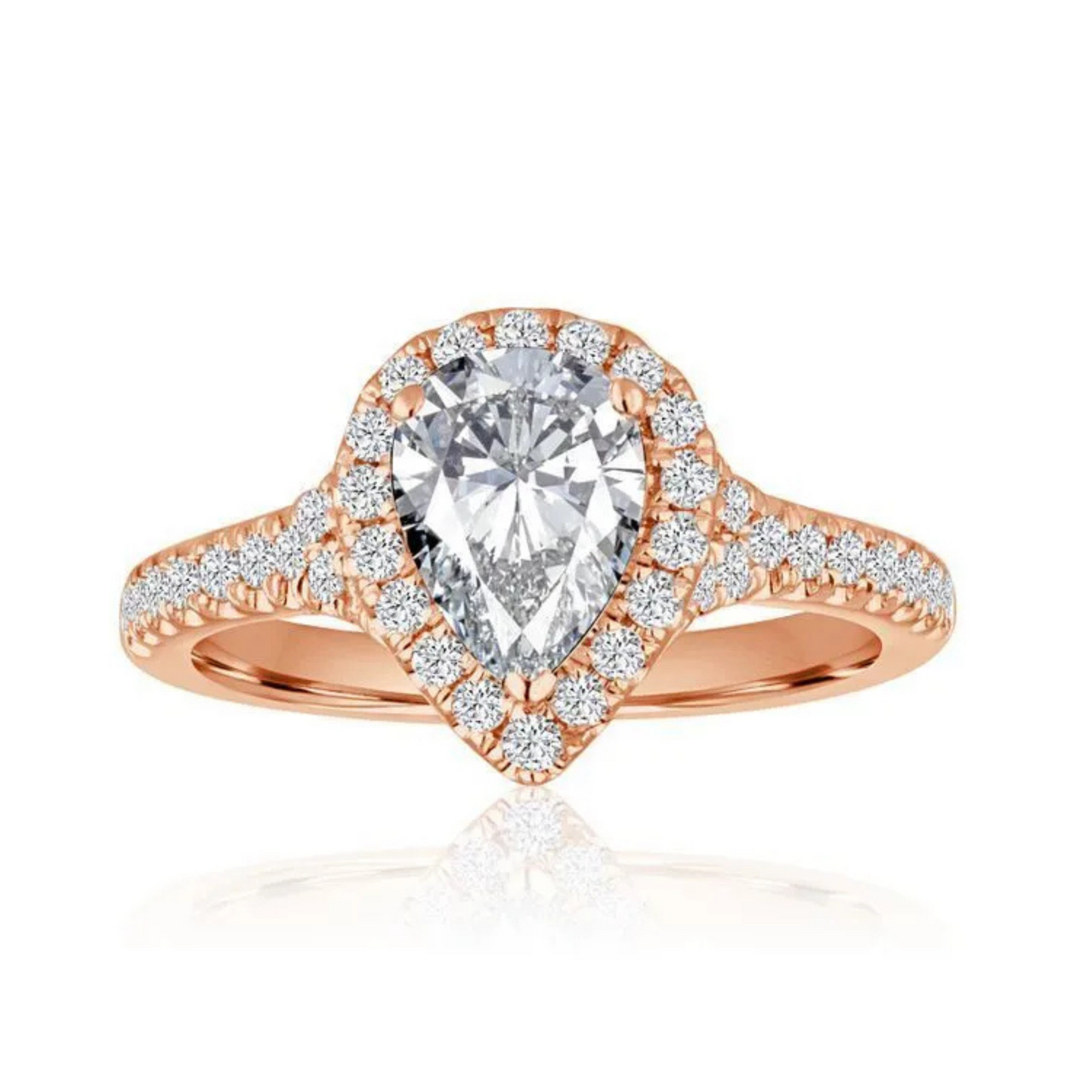 Imagine Bridal 14K White Gold Pear Diamond Engagement Ring 0.38ct