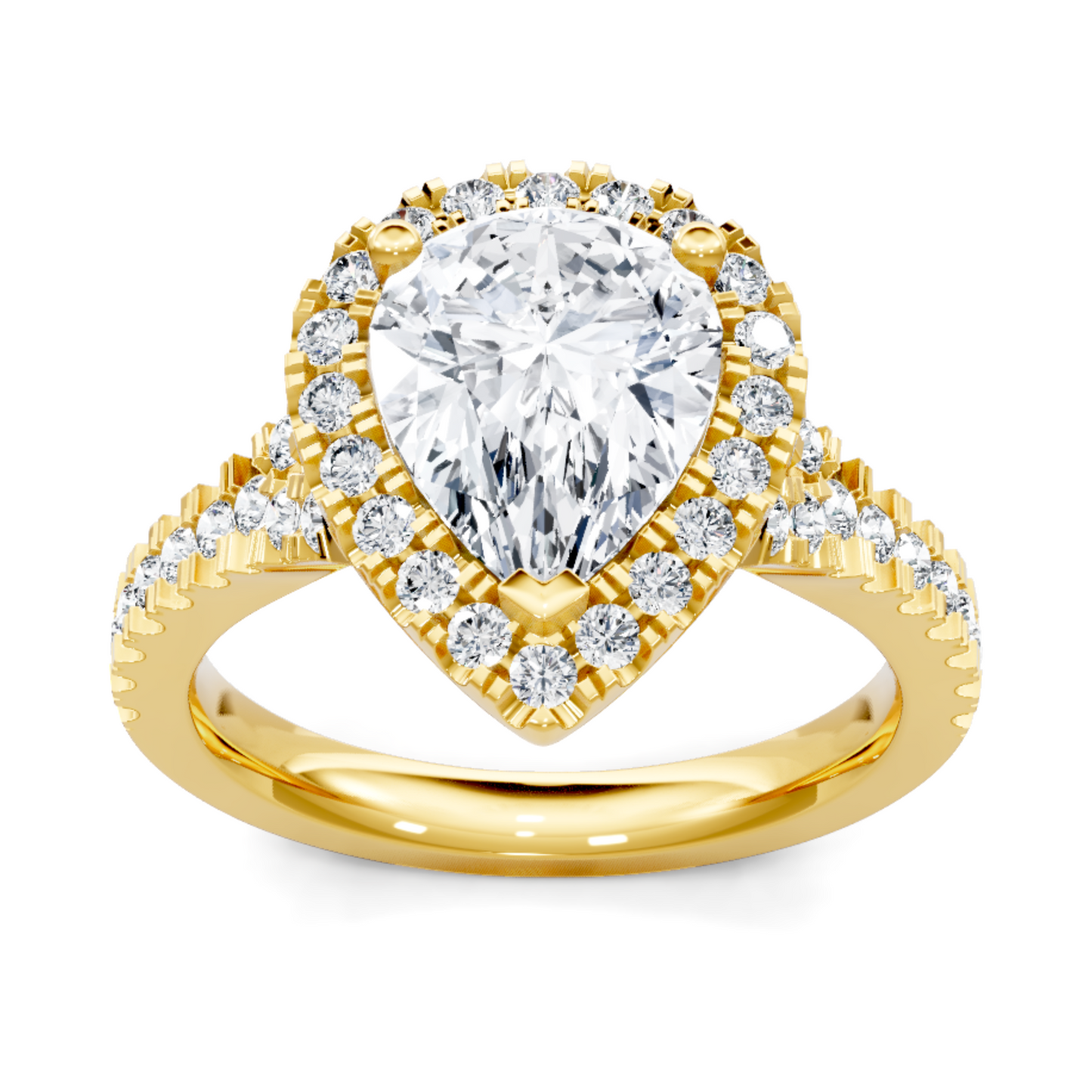 Imagine Bridal 14K Yellow Gold Pear Diamond Engagement Ring 0.38ct