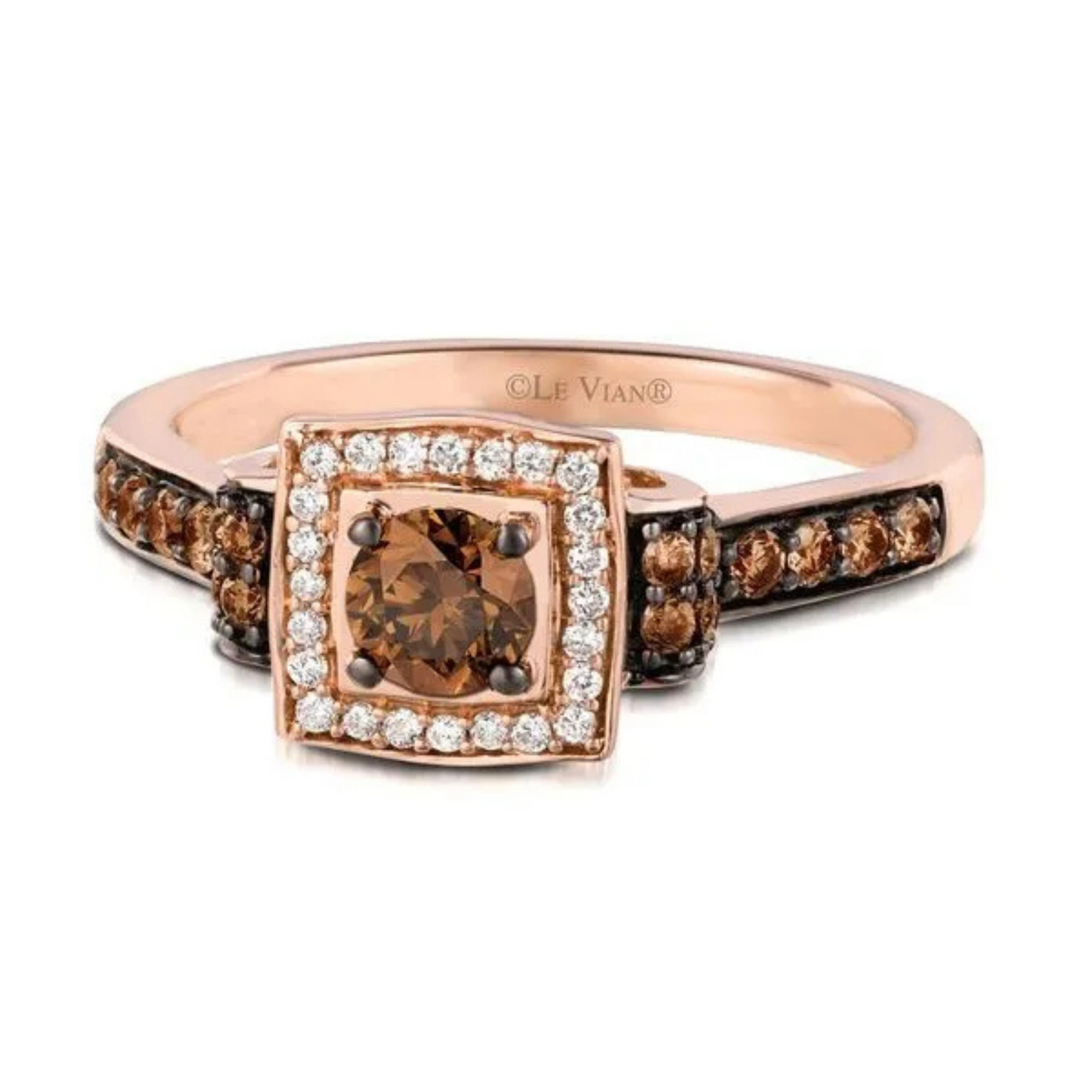 Le Vian 14K Strawberry Gold Chocolatier Chocolate & Vanilla Diamond Ring 0.5ct