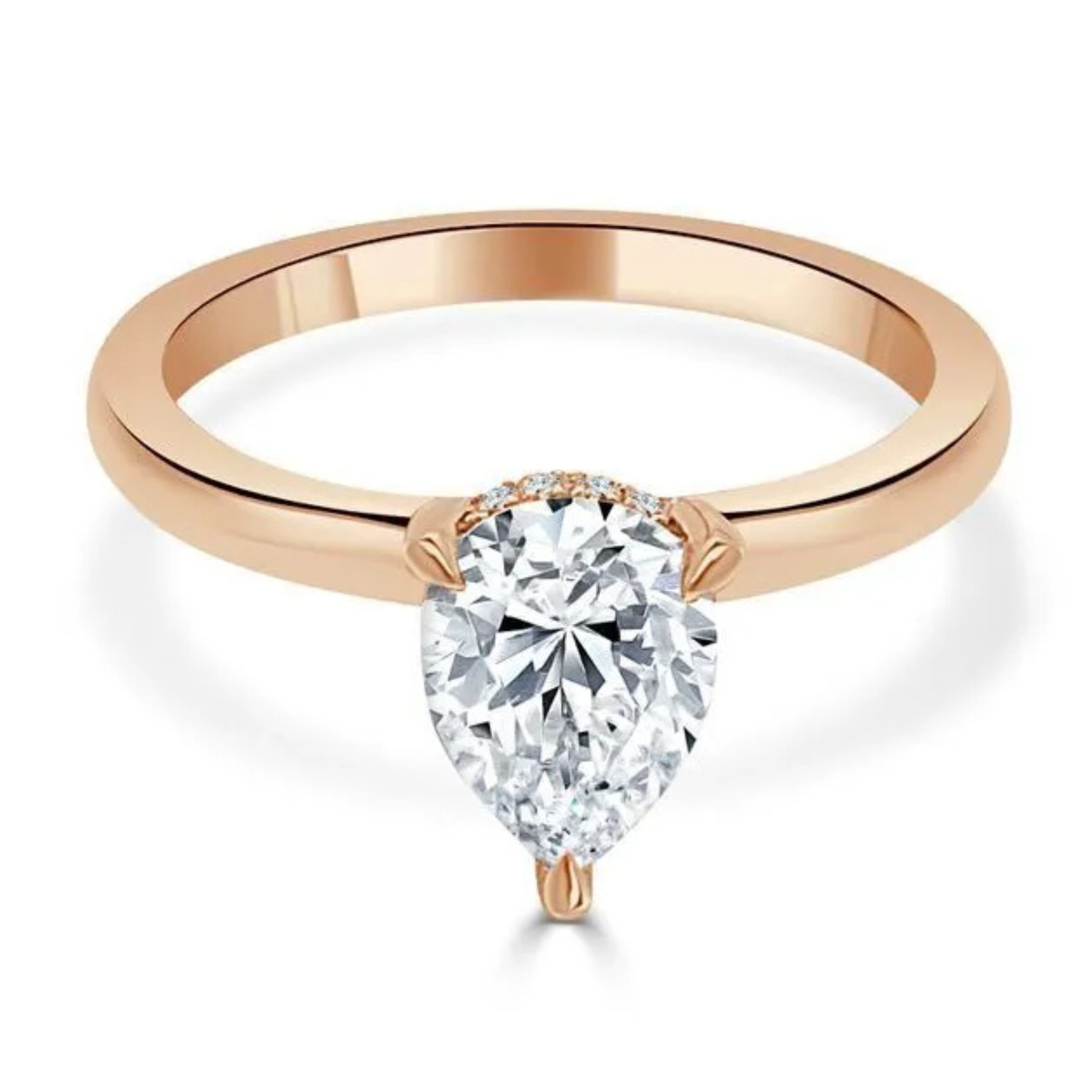 Imagine Bridal 14K White Gold Pear Diamond Engagement Ring 0.10ct