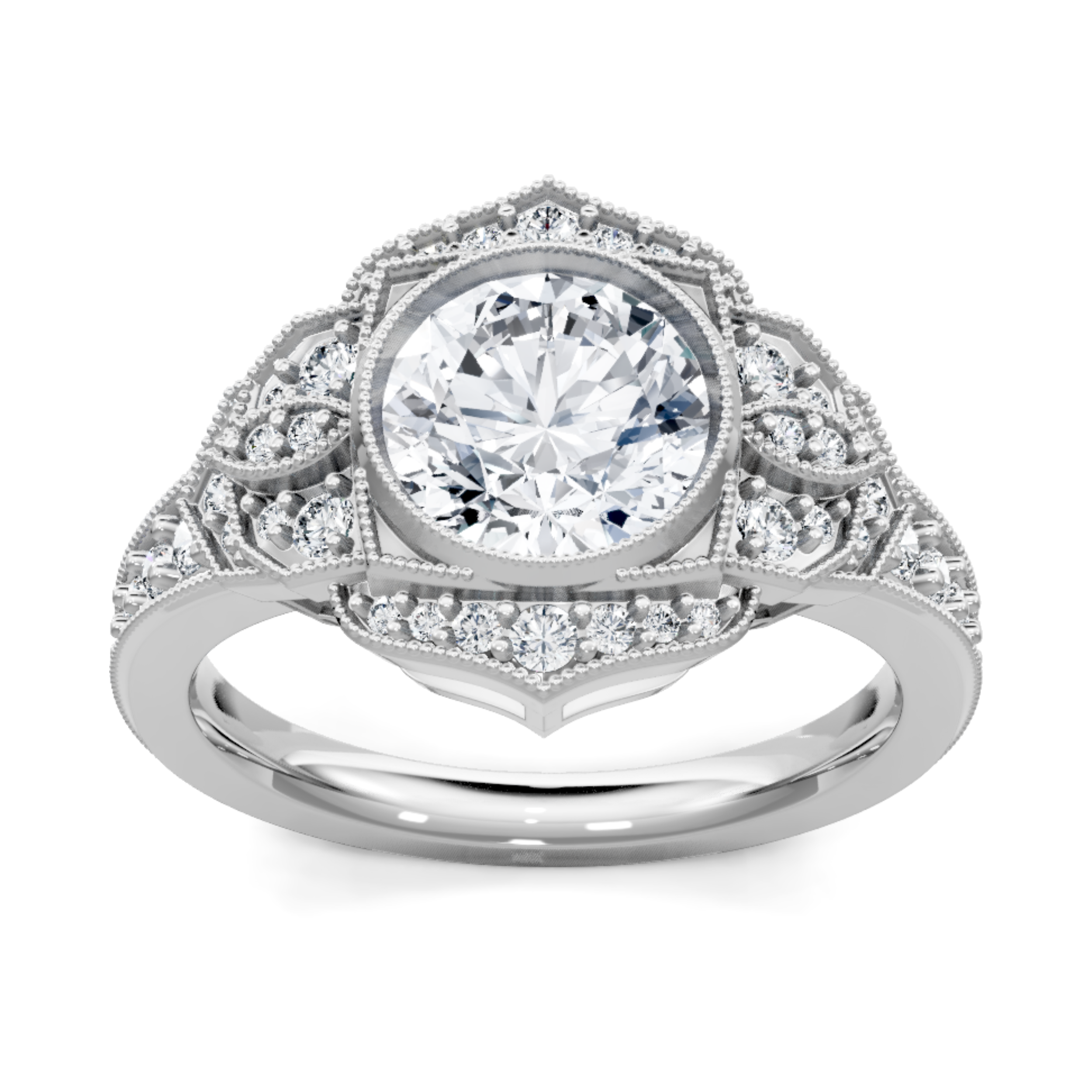 Imagine Bridal 14K White Gold Round Diamond Engagement Ring  0.40ct