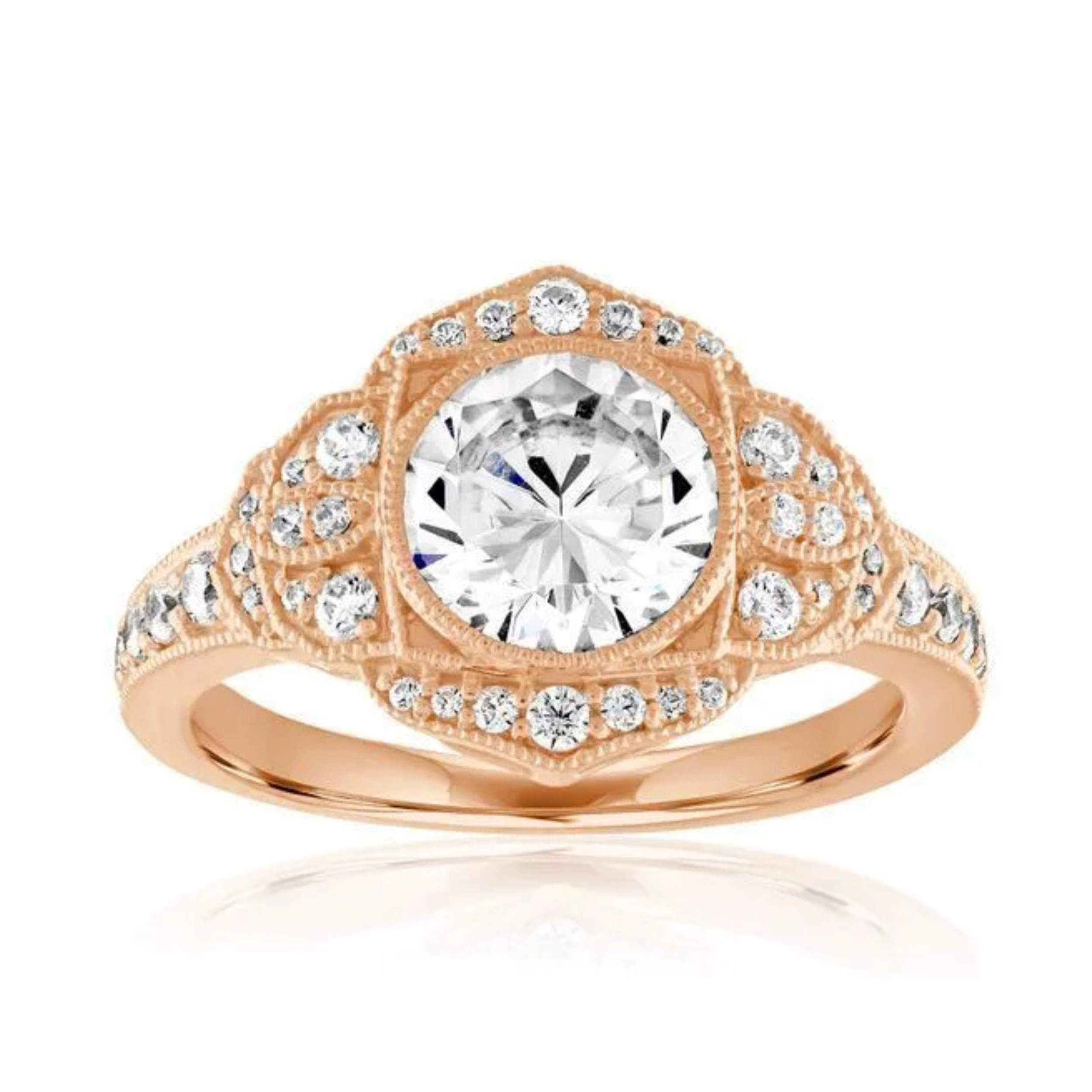 Imagine Bridal 14K White Gold Round Diamond Engagement Ring  0.40ct