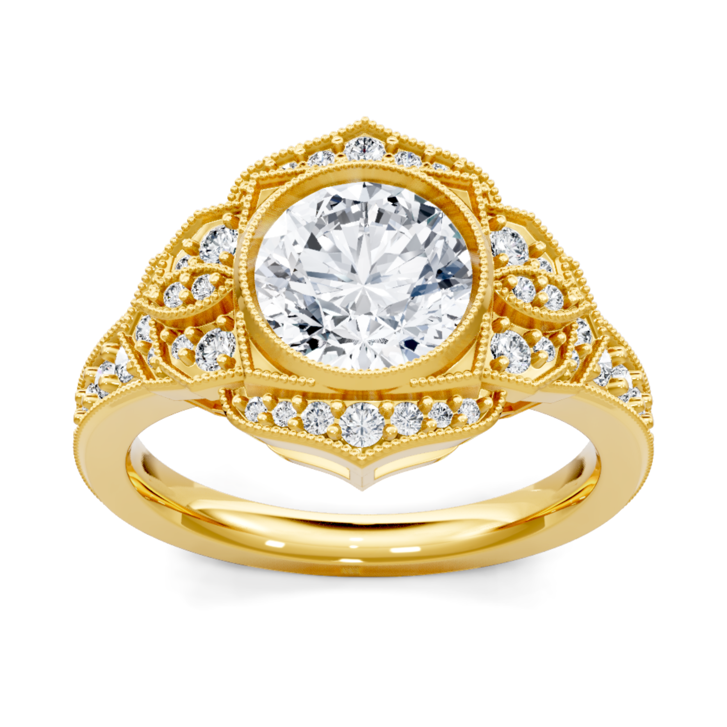 Imagine Bridal 14K Yellow Gold Round Diamond Engagement Ring 0.40ct