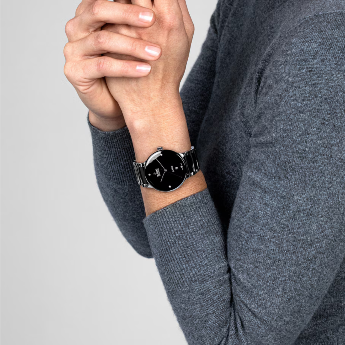 Rado Centrix Diamond Black Stainless Steel Automatic Watch 39.5mm