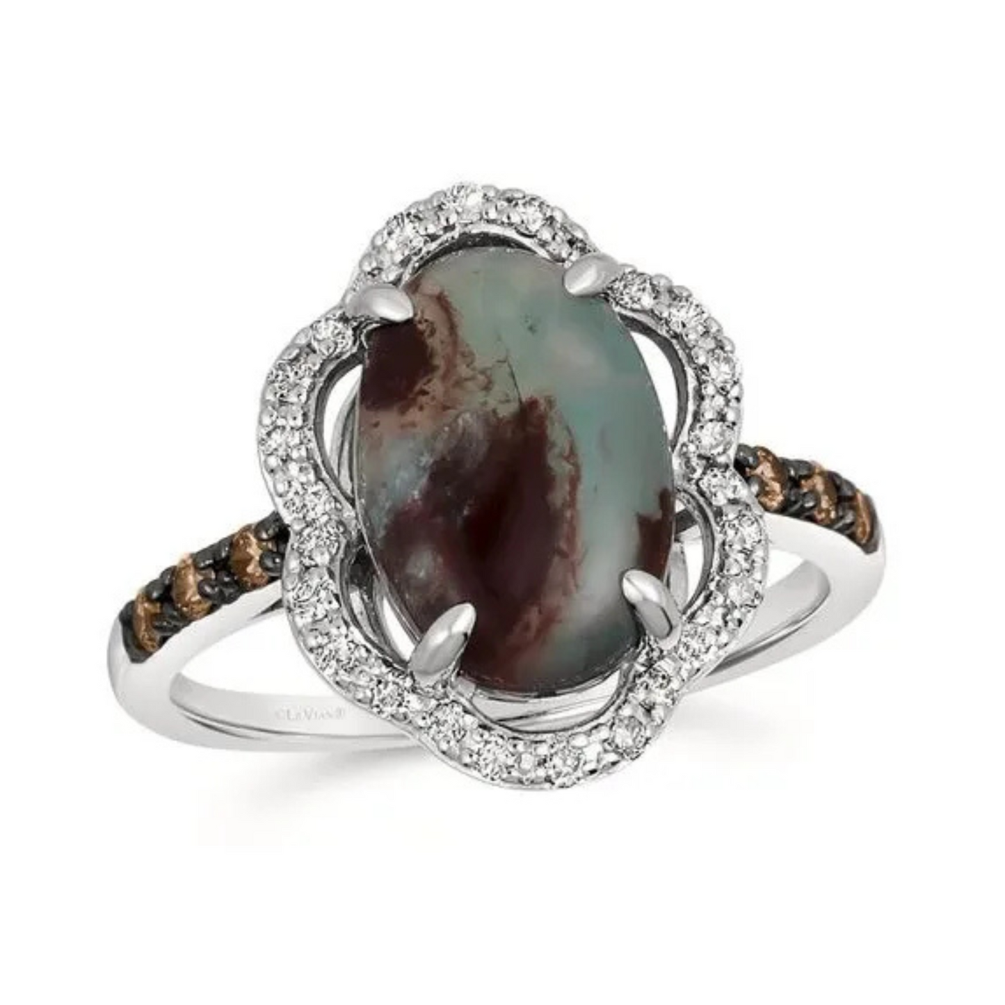 Le Vian 14K Vanilla Gold Peacock Aquaprase & Diamond Ring 2.25ct