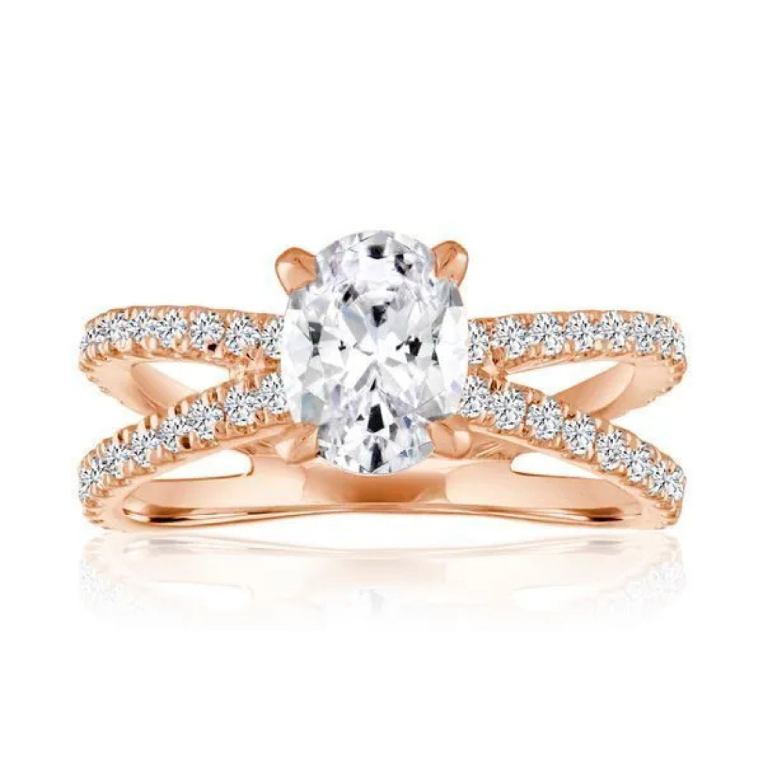 Imagine Bridal 14K Rose Gold Oval Diamond Engagement Ring 0.62ct