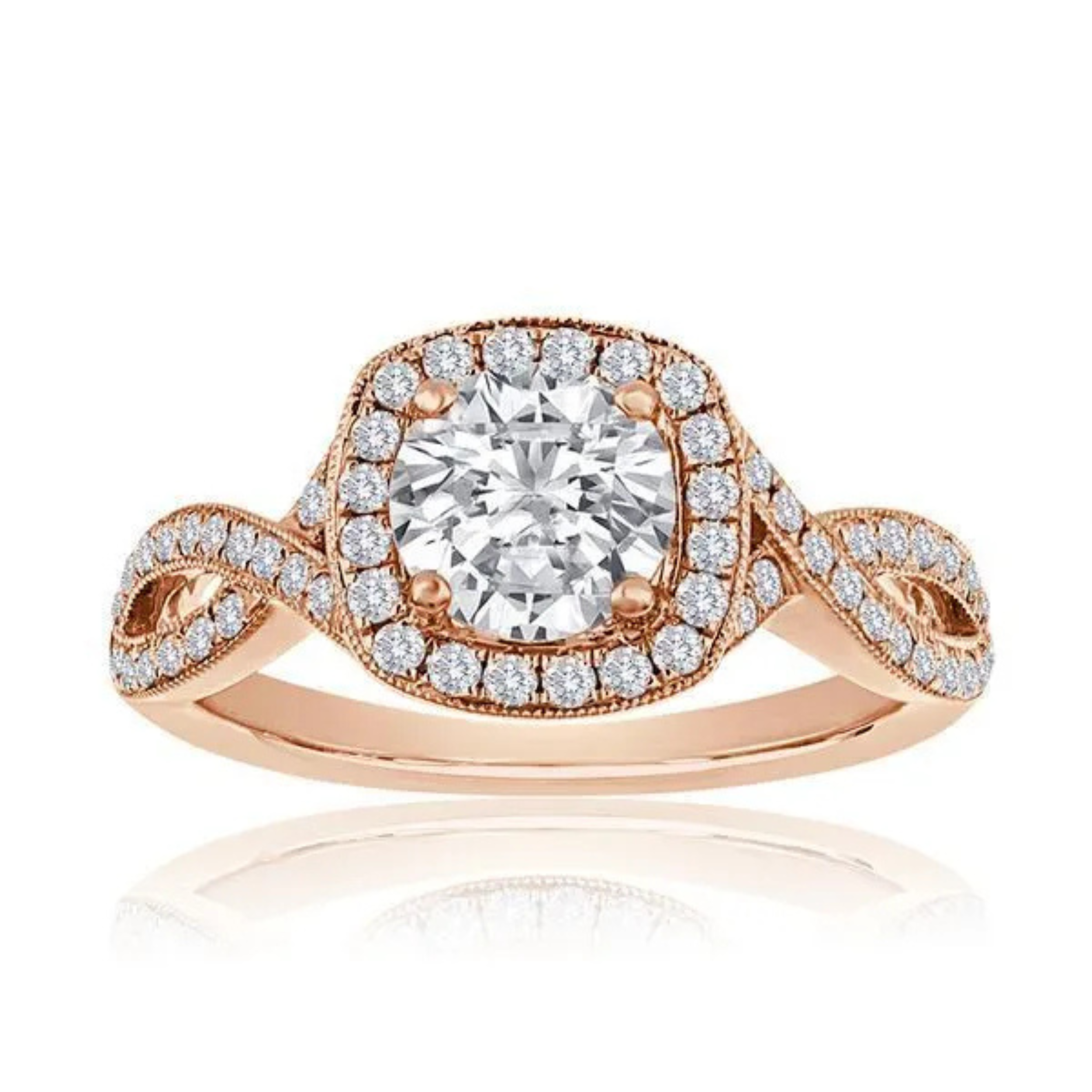 Imagine Bridal 14K Rose Gold Round Diamond Engagement Ring 0.40ct