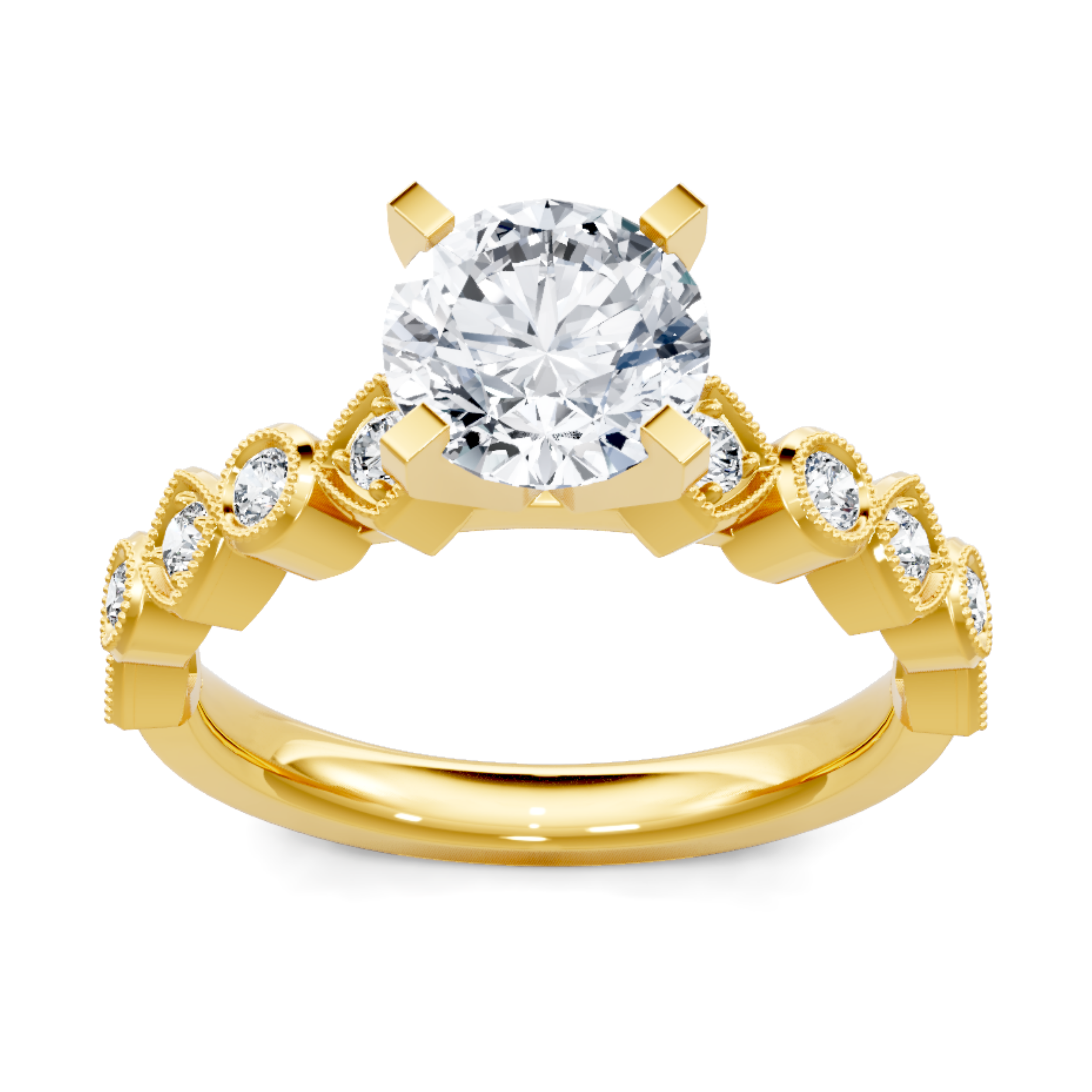 Imagine Bridal 14K Yellow Gold Round Diamond Engagement Ring 0.25ct