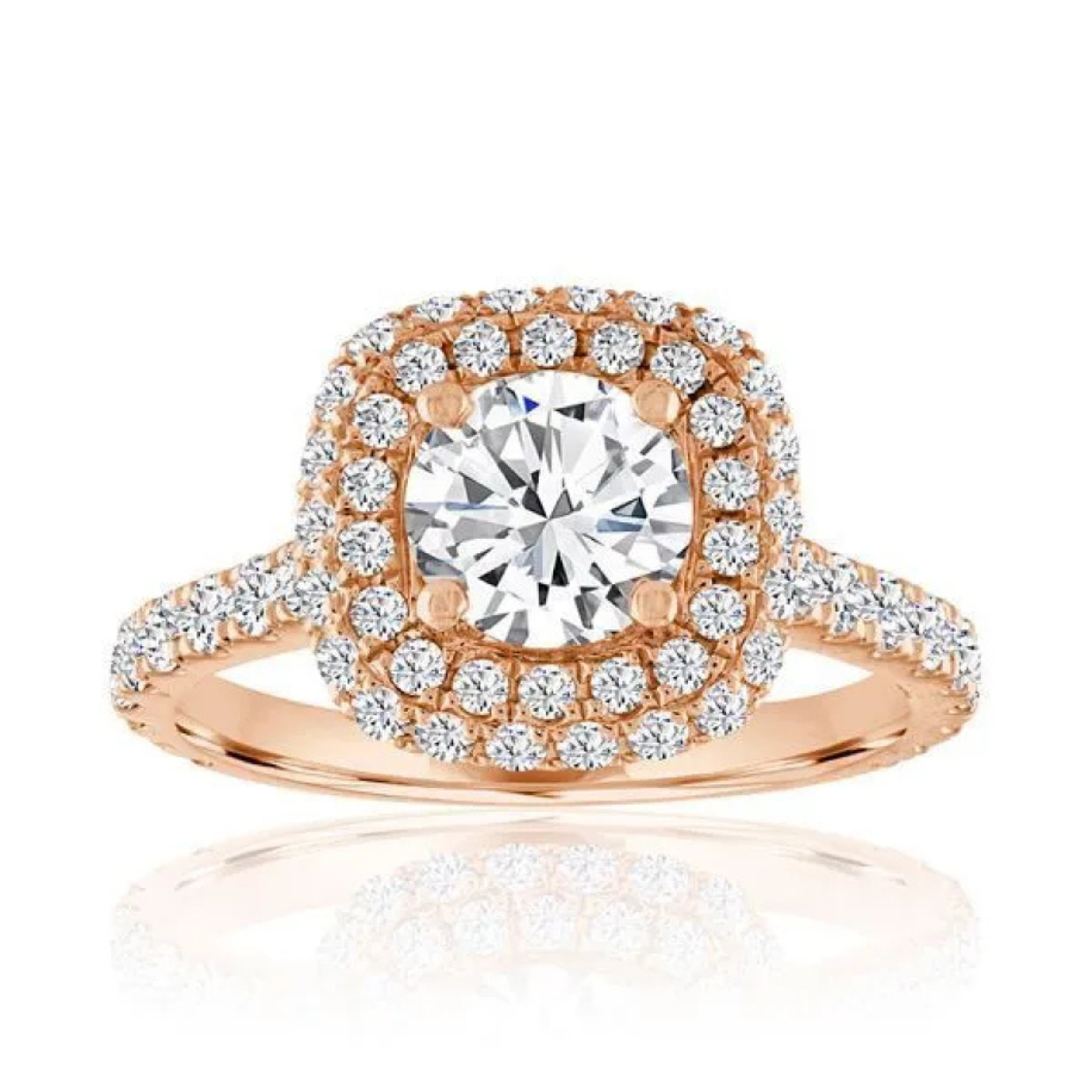 Imagine Bridal 14K Rose Gold Cushion Diamond Engagement Ring 1.25ct