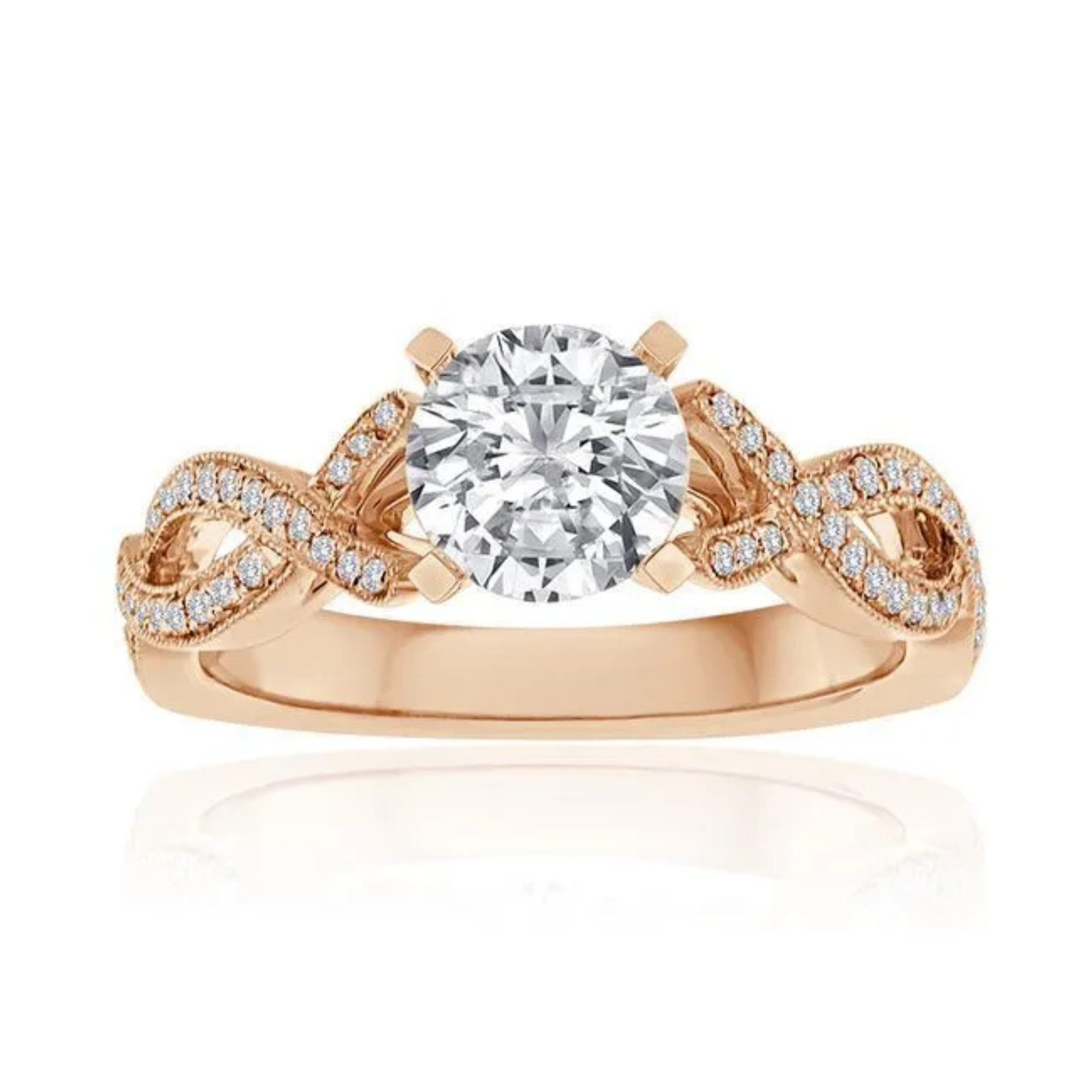 Imagine Bridal 14K Rose Gold Round Diamond Engagement Ring 0.25ct