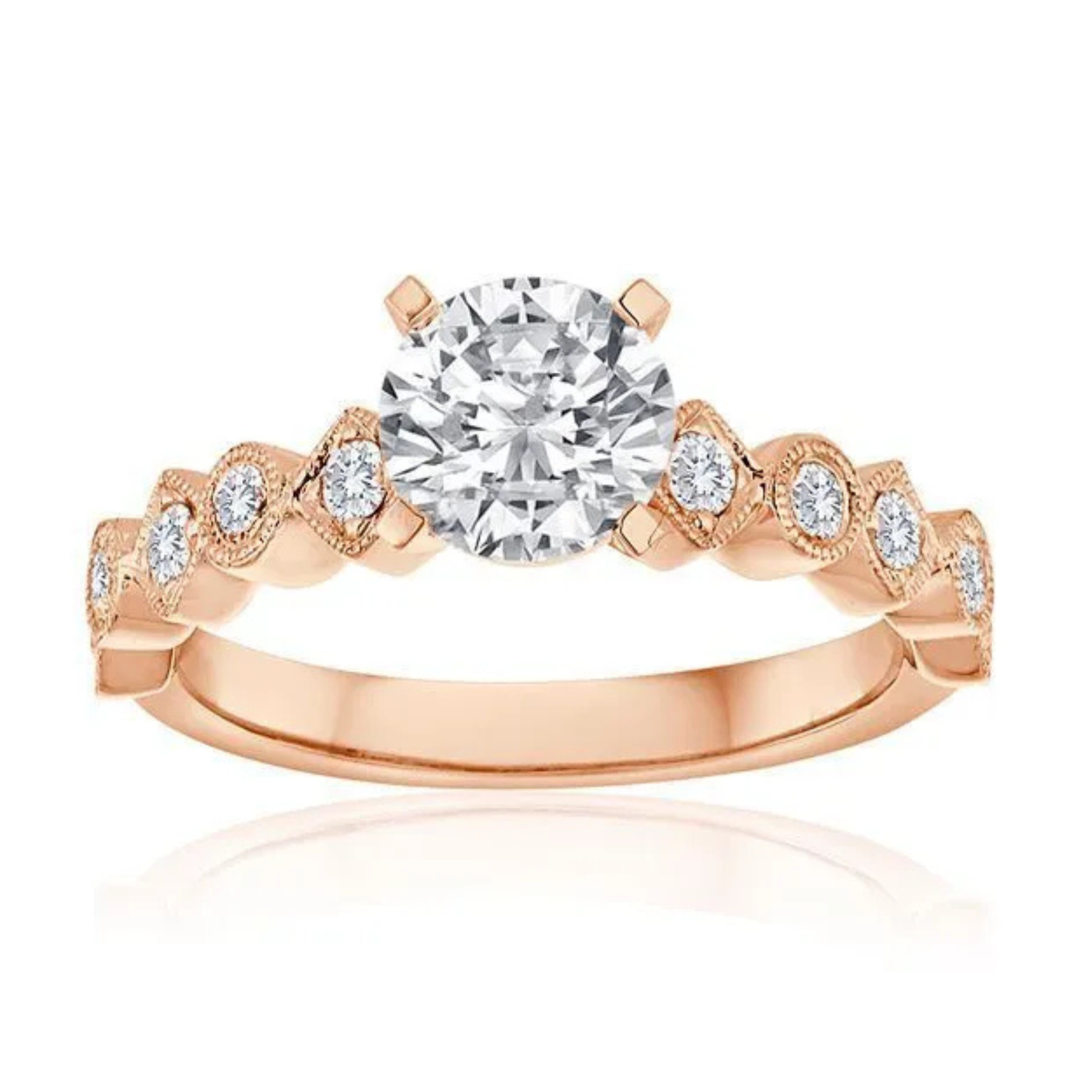 Imagine Bridal 14K Rose Gold Round Diamond Engagement Ring 0.25ct