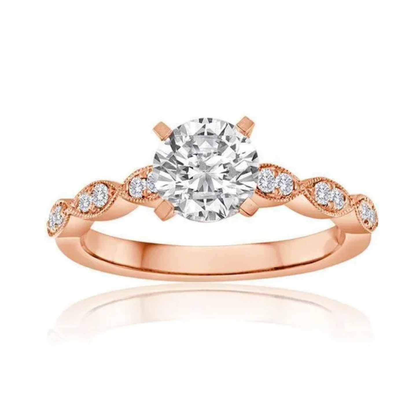 Imagine Bridal 14K Rose Gold Round Diamond Engagement Ring 0.17ct