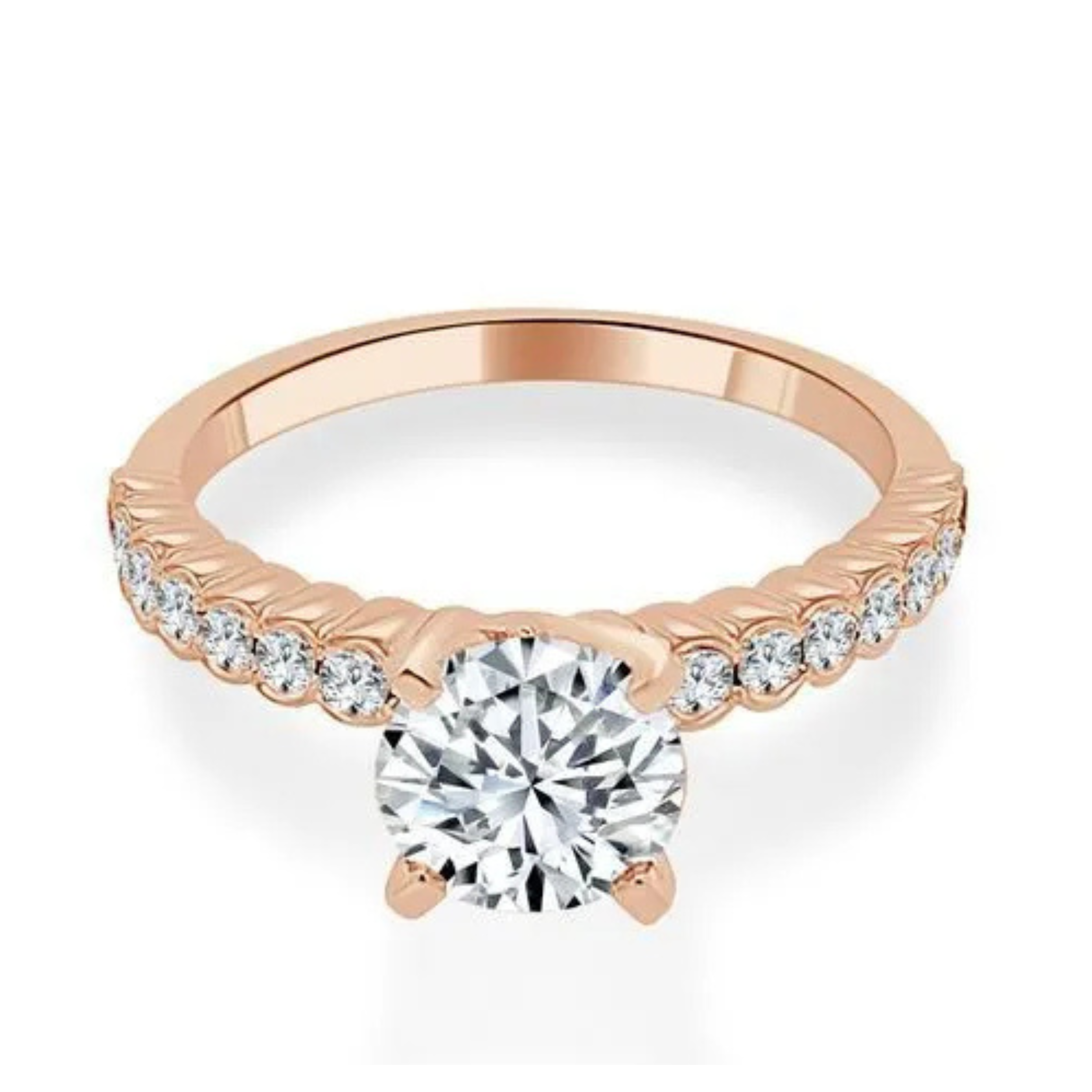 Imagine Bridal 14K Rose Gold Round Diamond Engagement Ring  0.75ct