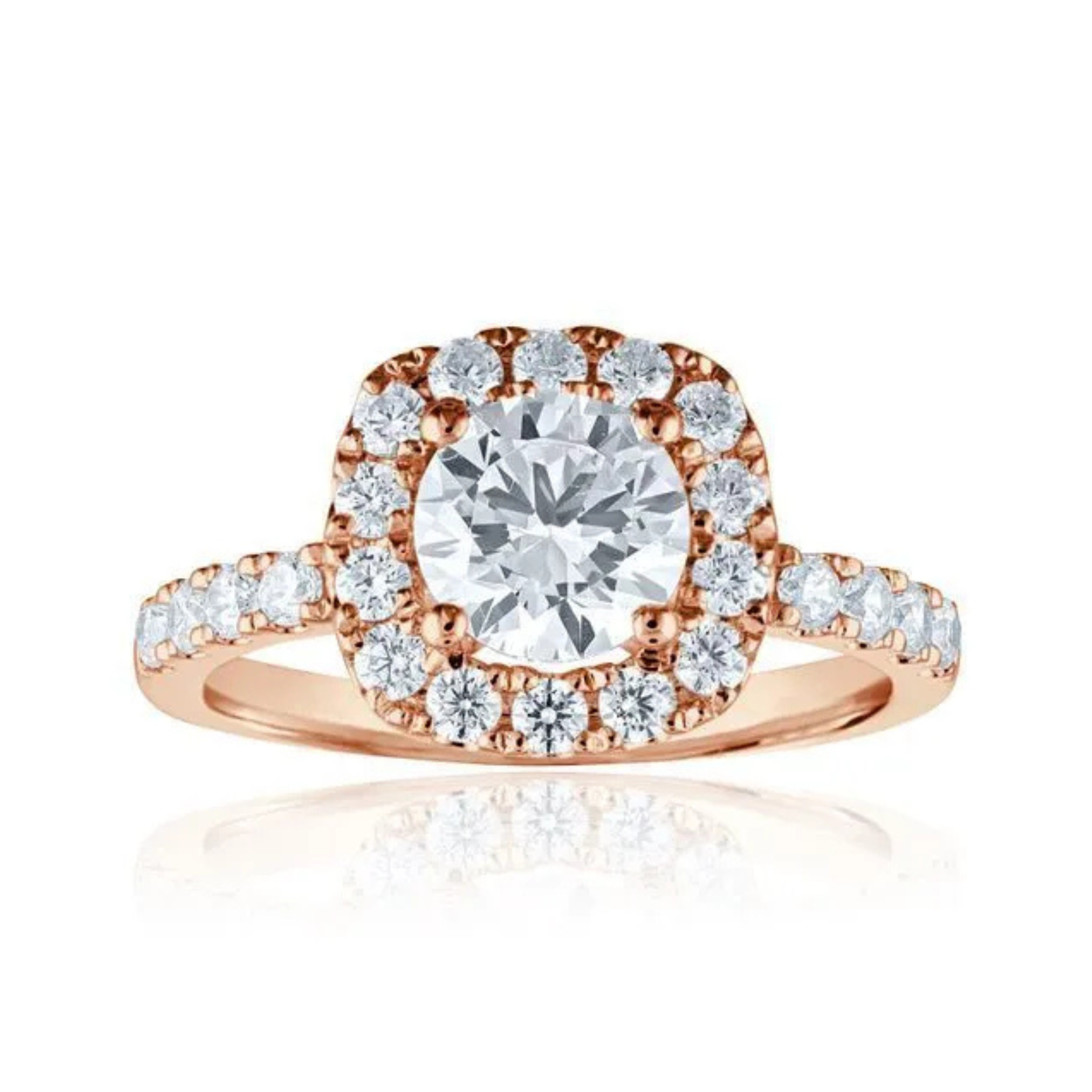 Imagine Bridal 14K Rose Gold Cushion Diamond Engagement Ring 0.60ct