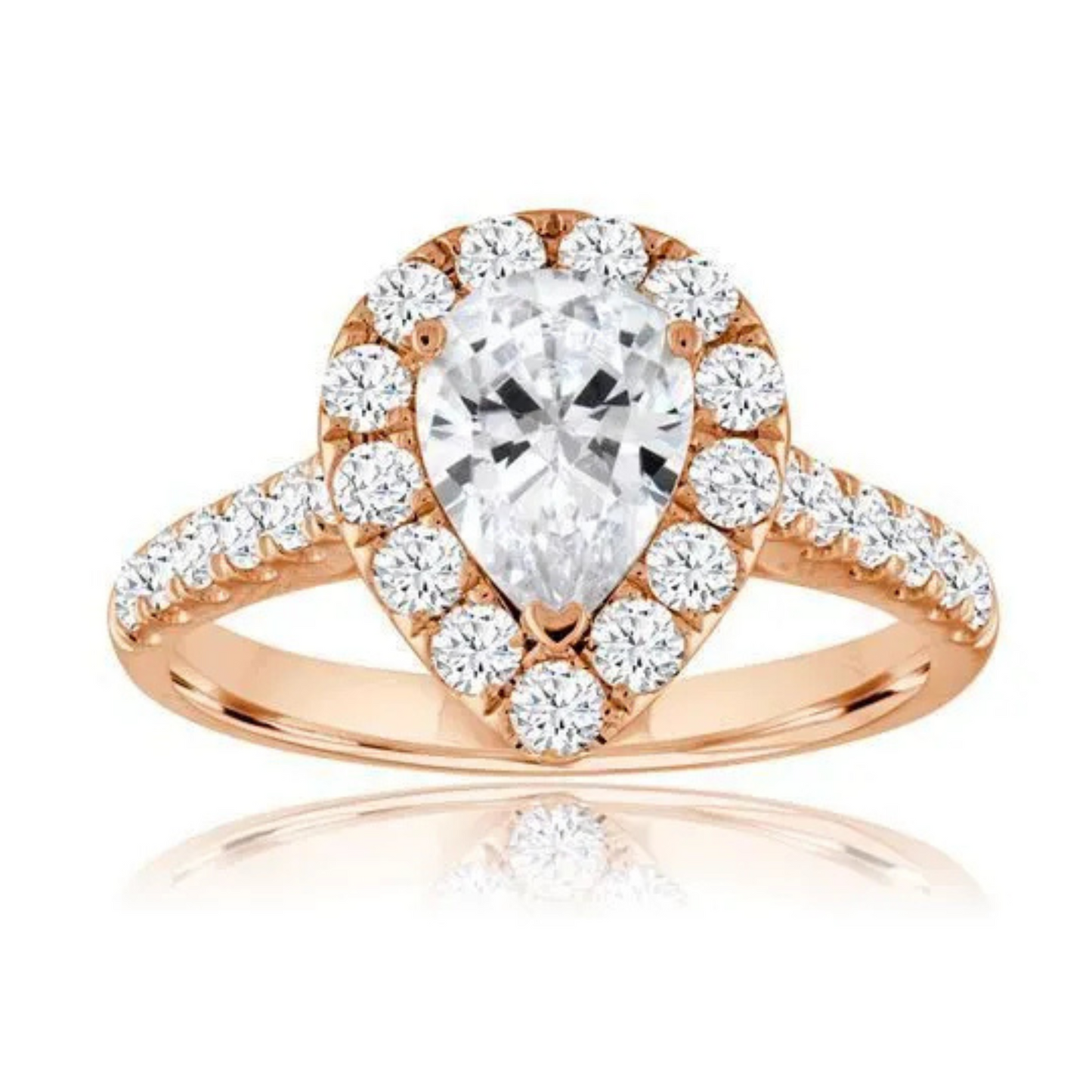 Imagine Bridal 14K Rose Gold Pear Diamond Engagement Ring 0.75ct