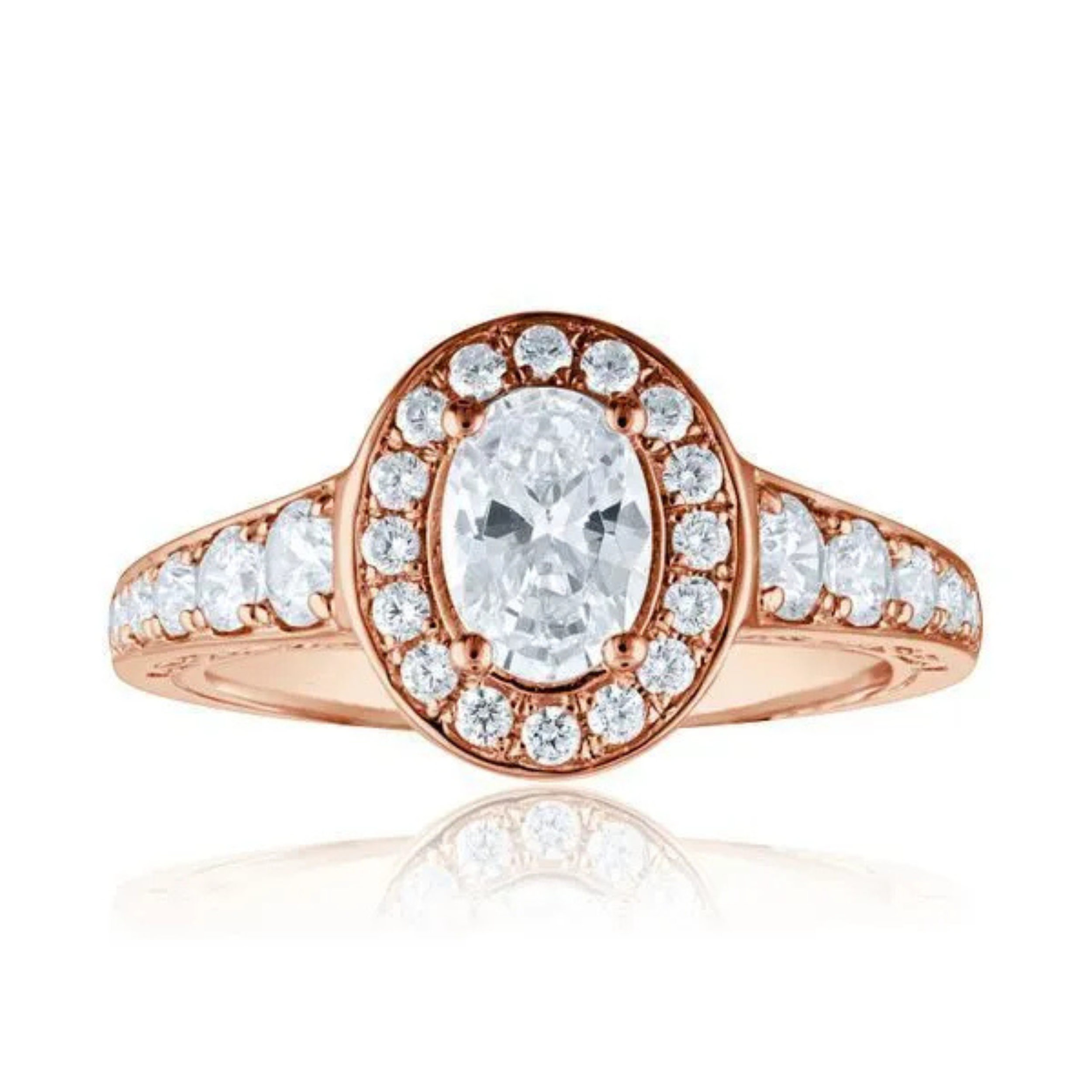 Imagine Bridal 14K Rose Gold Oval Diamond Engagement Ring 0.75ct