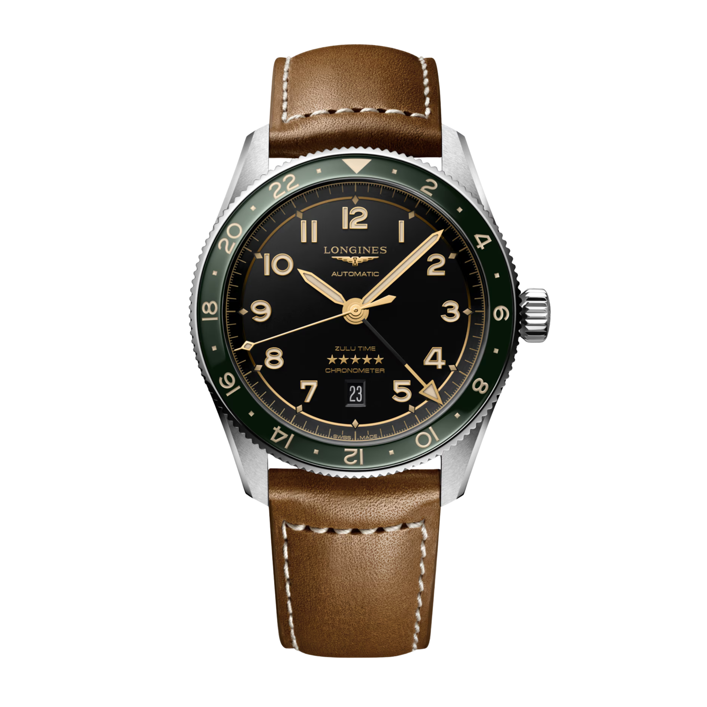 Longines Spirit Zulu Time Stainless Steel Watch 42 mm