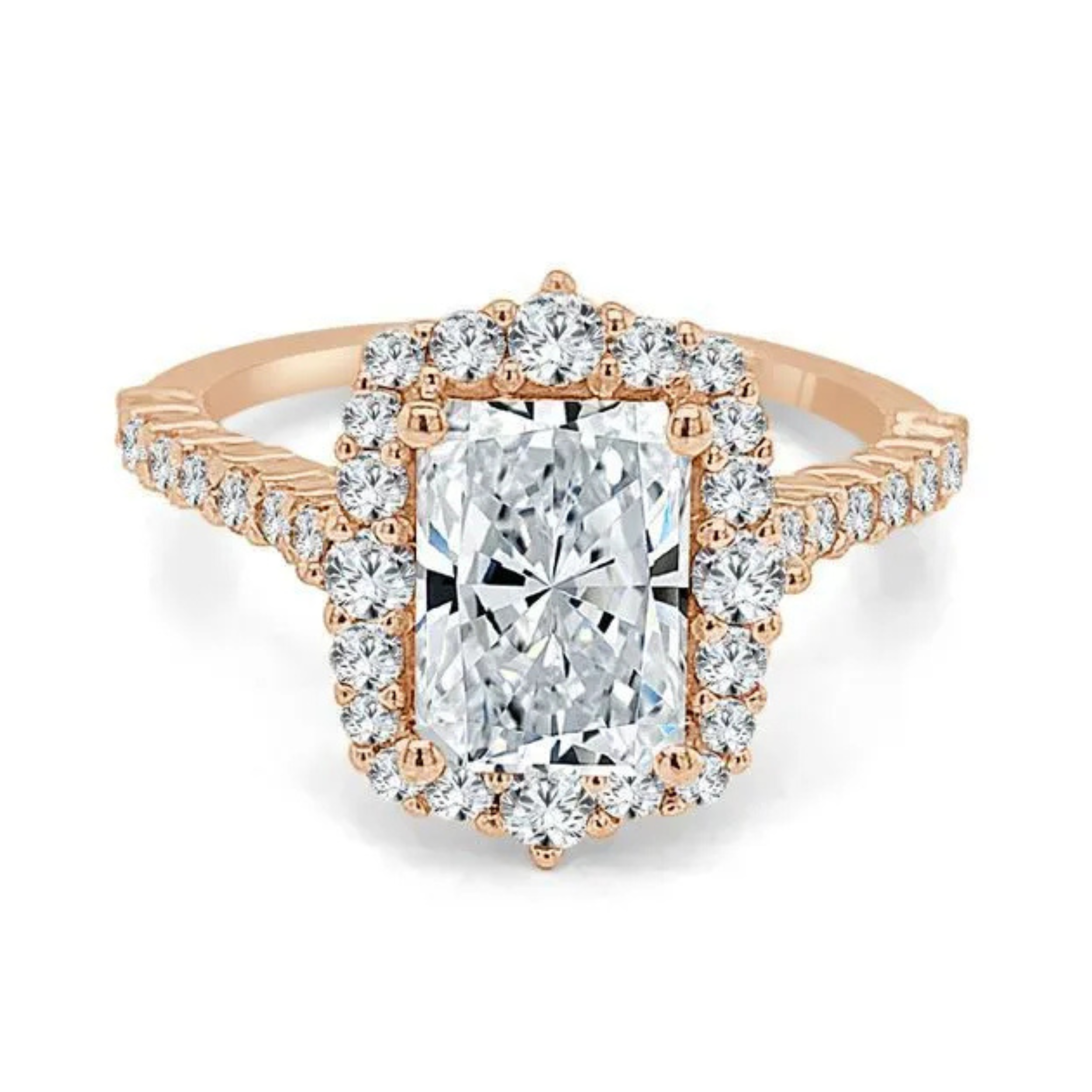 Imagine Bridal 14K Rose Gold Emerald Diamond Engagement Ring 0.62ct