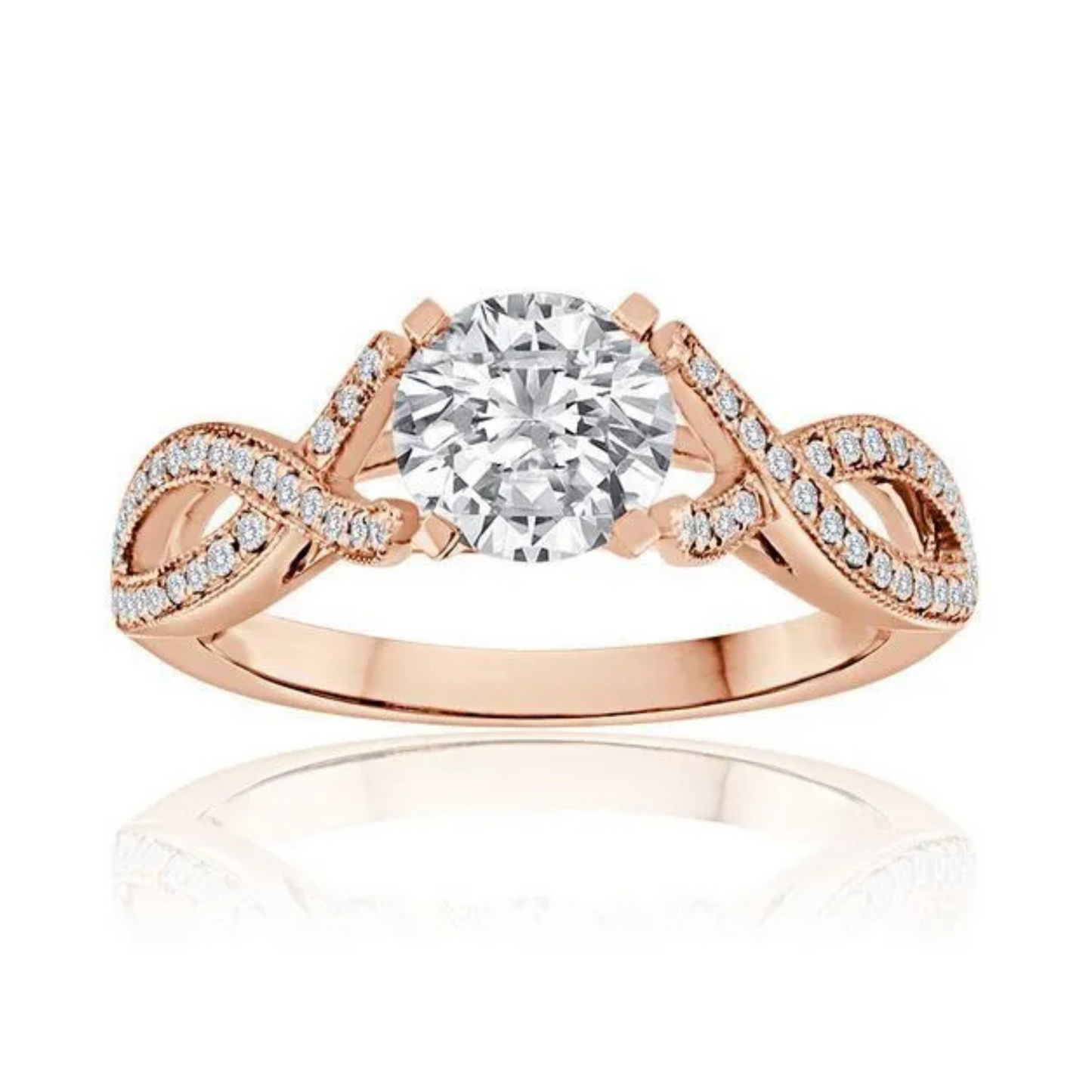 Imagine Bridal 14K Rose Gold Round Diamond Engagement Ring 0.17ct