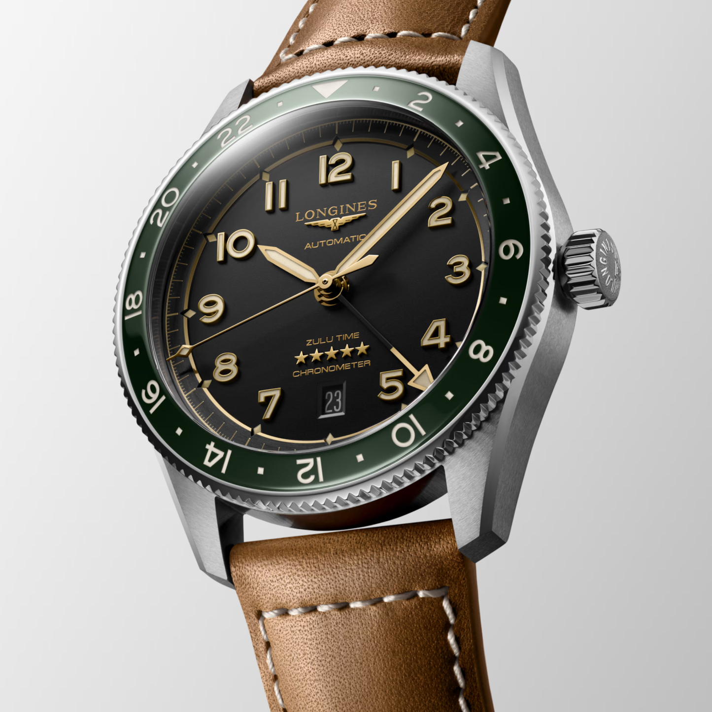 Longines Spirit Zulu Time Stainless Steel Watch 42 mm