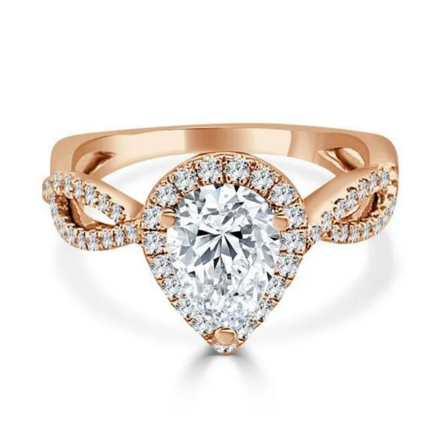 Imagine Bridal 14K Rose Gold Pear Diamond Engagement Ring 0.33ct