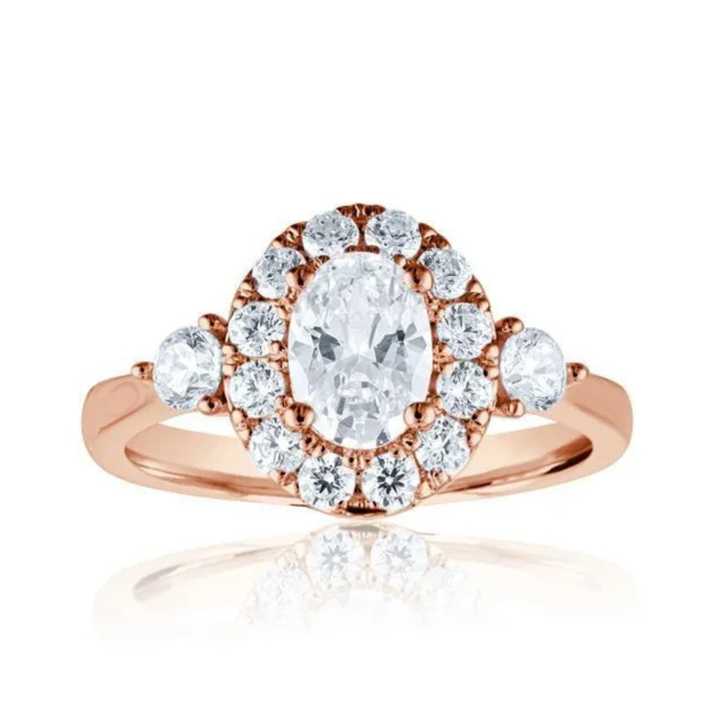 Imagine Bridal 14K Rose Gold Oval Diamond Engagement Ring 0.60ct