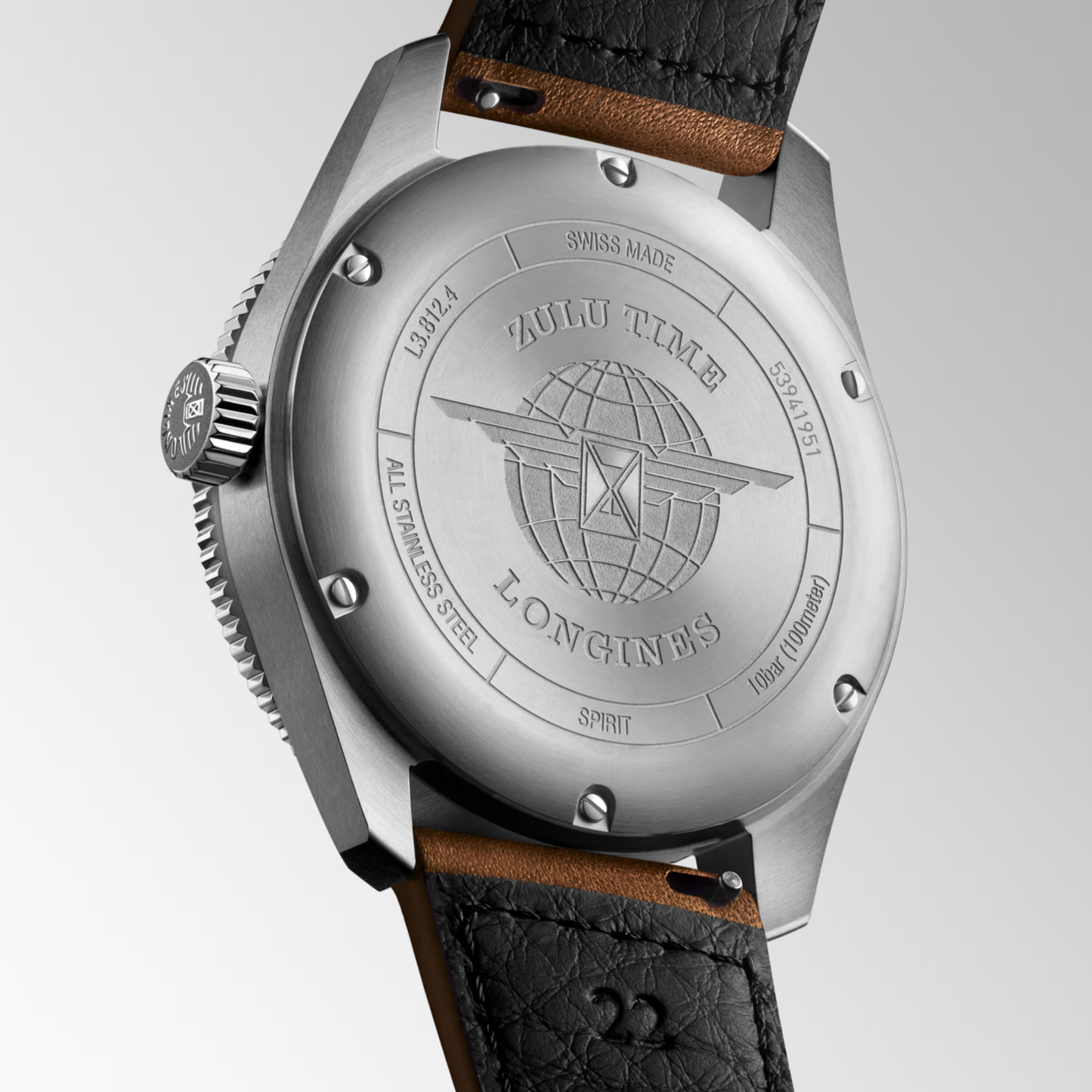 Longines Spirit Zulu Time Stainless Steel Watch 42 mm