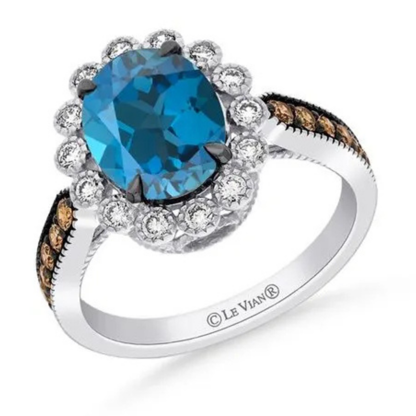 Le Vian 14K Vanilla Gold Deep Sea Blue Topaz & Diamond Ring 3ct