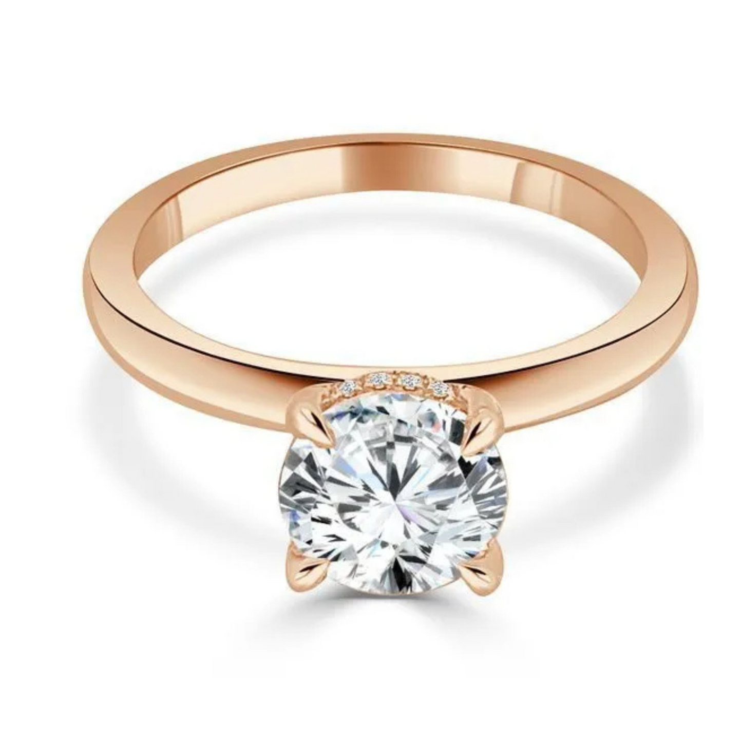 Imagine Bridal 14K Rose Gold Round Diamond Engagement Ring 0.10ct