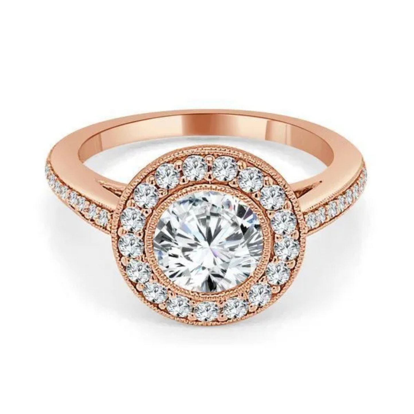 Imagine Bridal 14K Rose Gold Round Diamond Engagement Ring 0.38ct