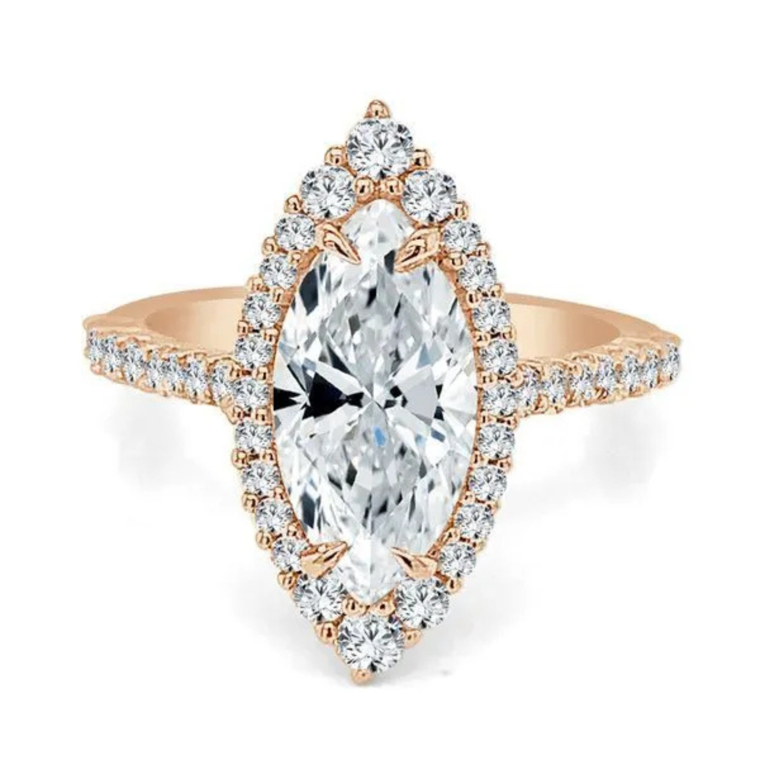 Imagine Bridal 14K Rose Gold Marquise Diamond Engagement Ring 0.62ct