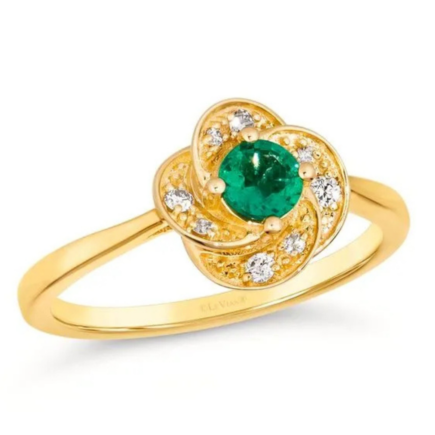 Le Vian 14K Honey Gold Costa Smeralda Emerald & Nude Diamond Ring 0.25ct