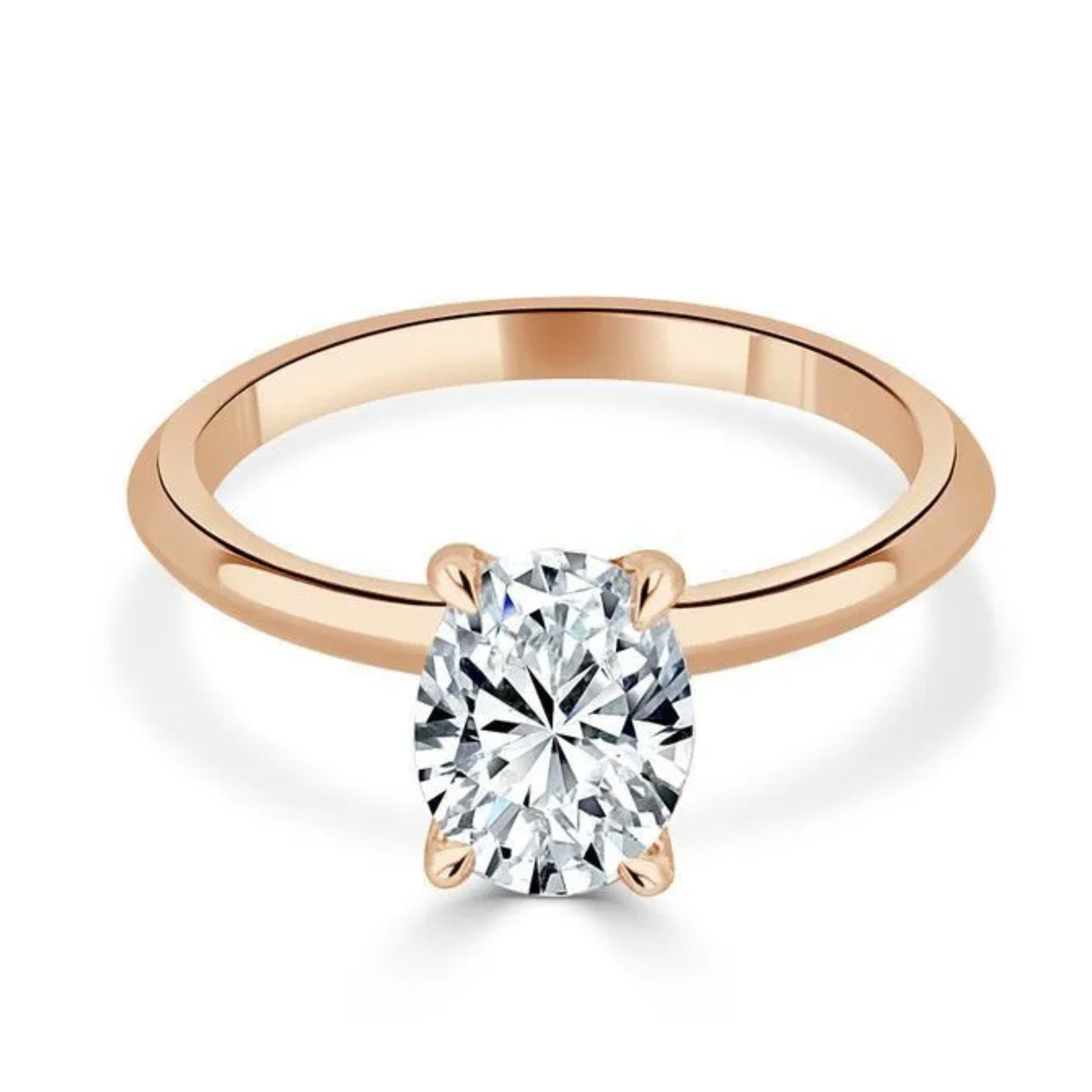 Imagine Bridal 14K Rose Gold Oval Diamond Engagement Ring