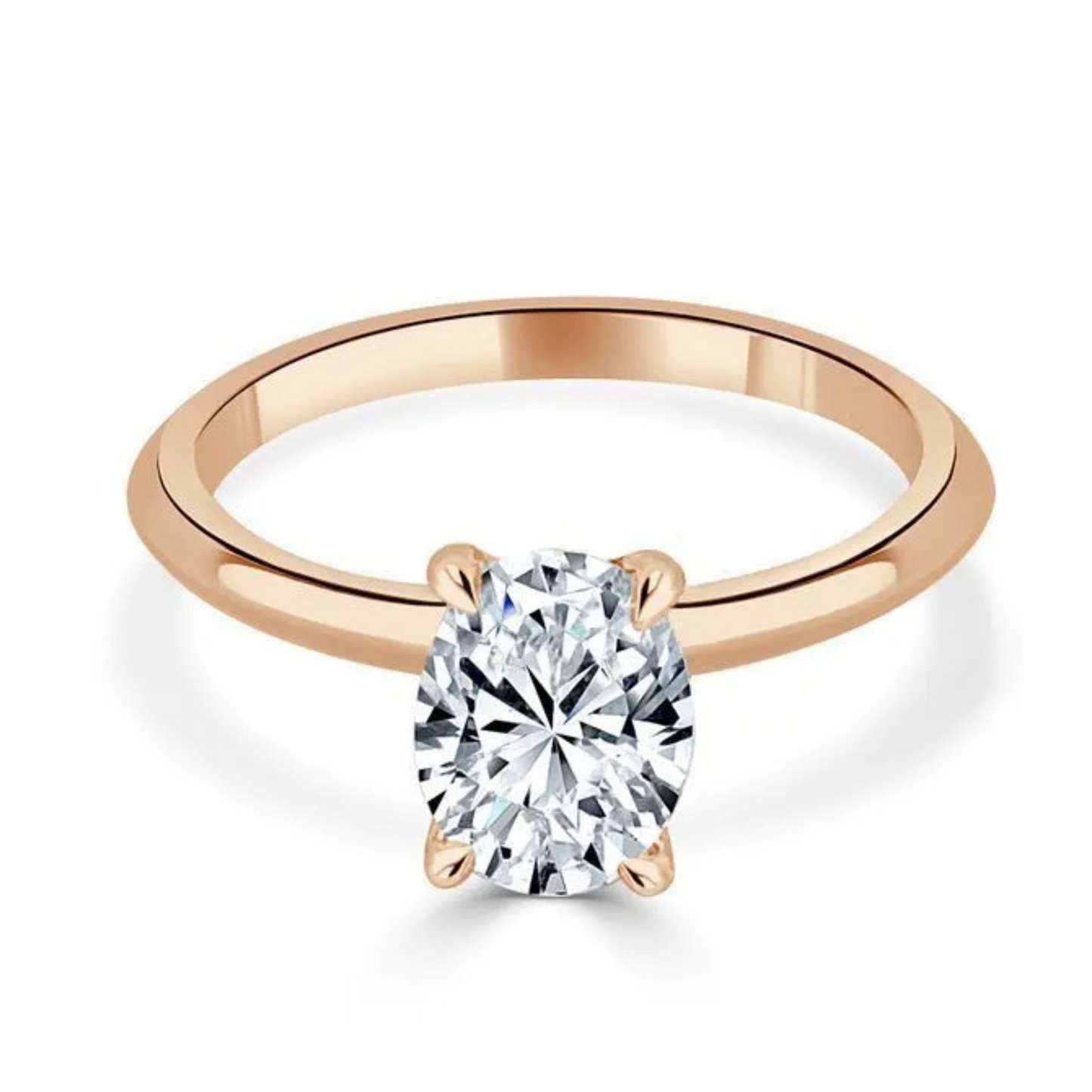 Imagine Bridal 14K Rose Gold Oval Diamond Engagement Ring
