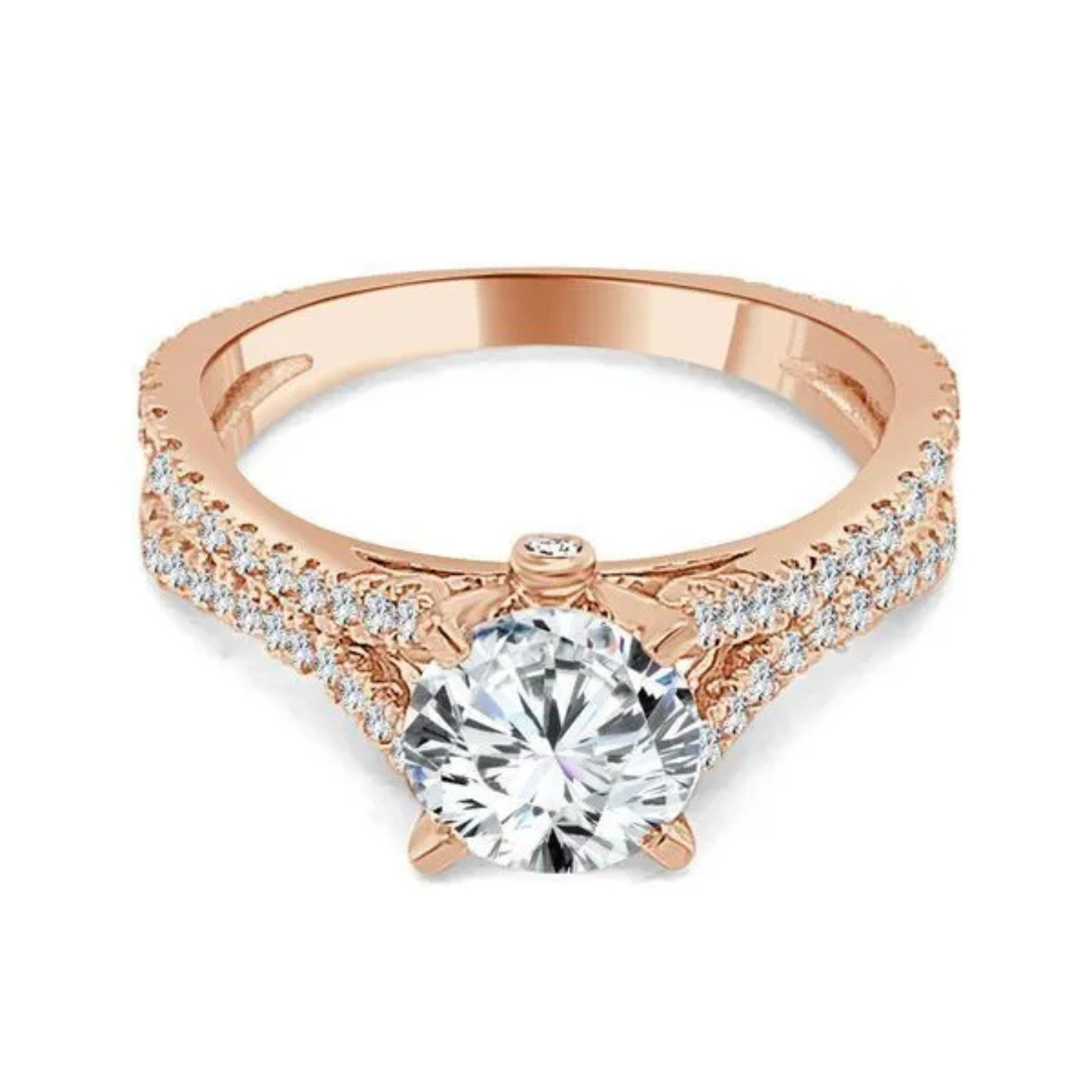 Imagine Bridal 14K Rose Gold Round Diamond Engagement Ring 0.50ct