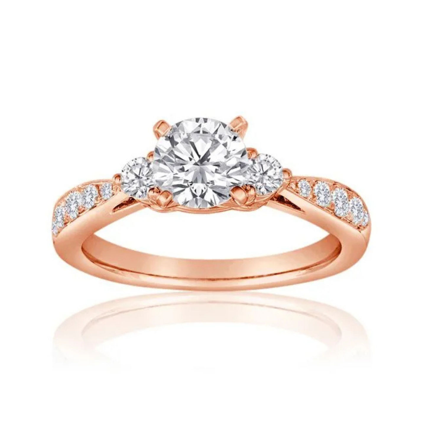 Imagine Bridal 14K Rose Gold Round Diamond Engagement Ring 0.17ct