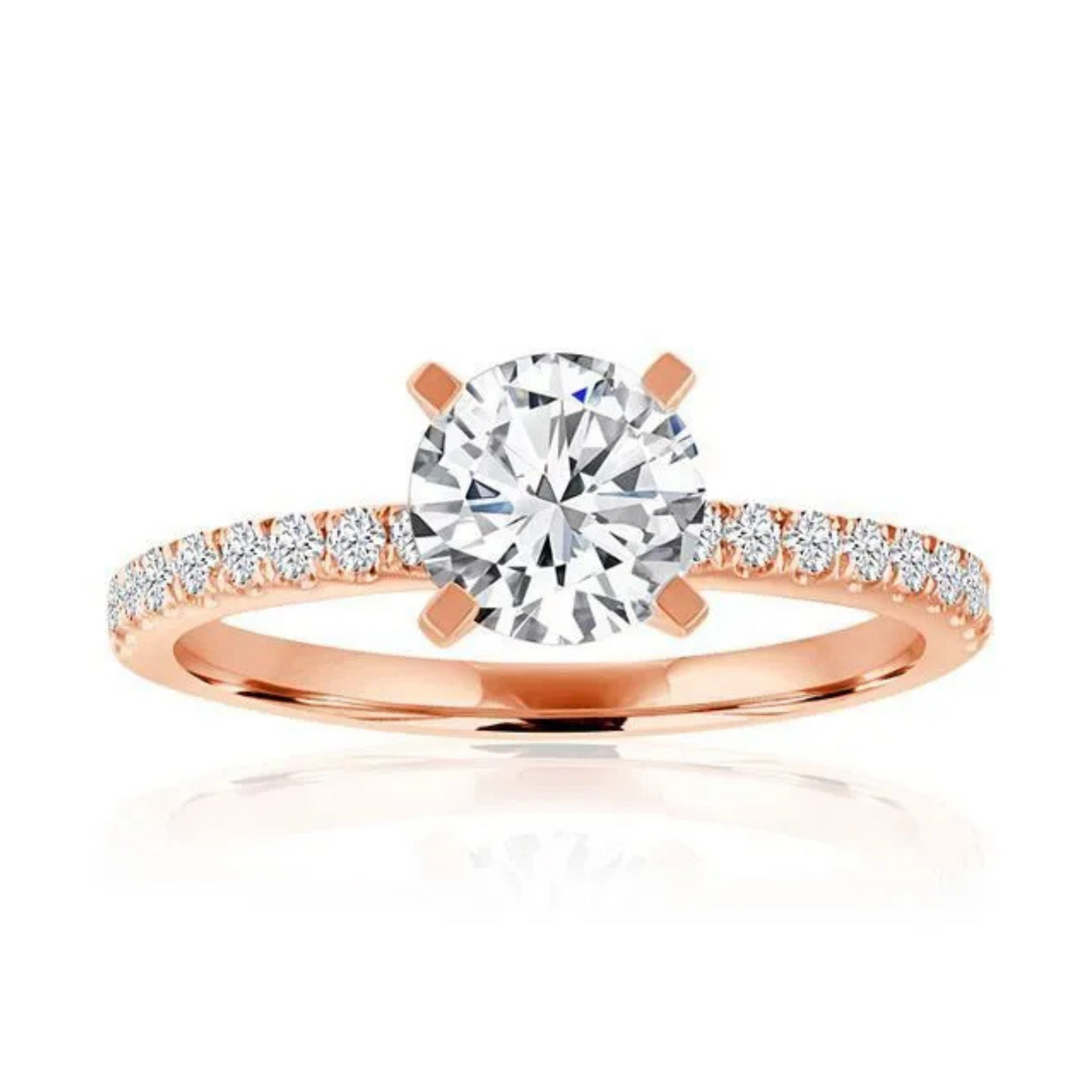 Imagine Bridal 14K Rose Gold Round Diamond Engagement Ring 0.10ct