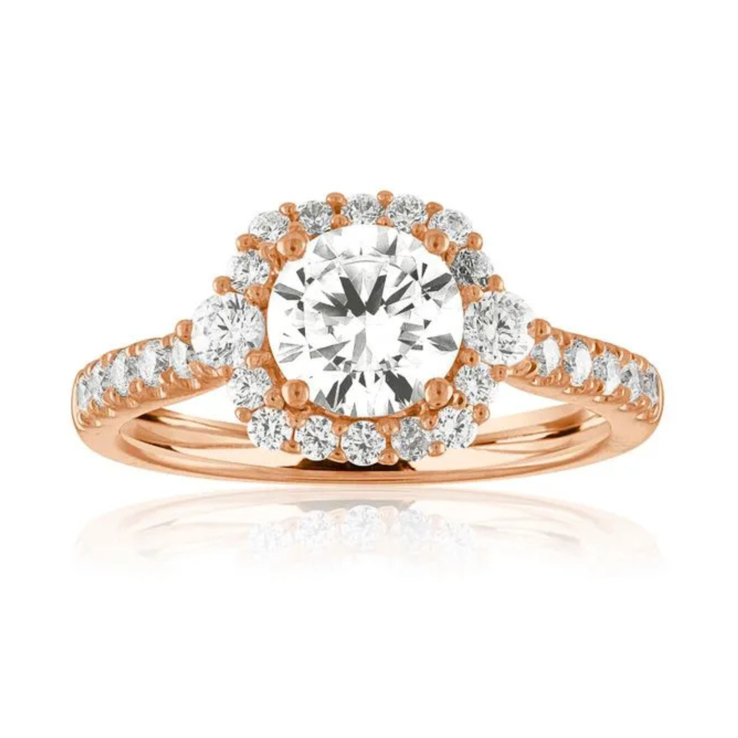 Imagine Bridal 14K Rose Gold Cushion Diamond Engagement Ring 0.17ct