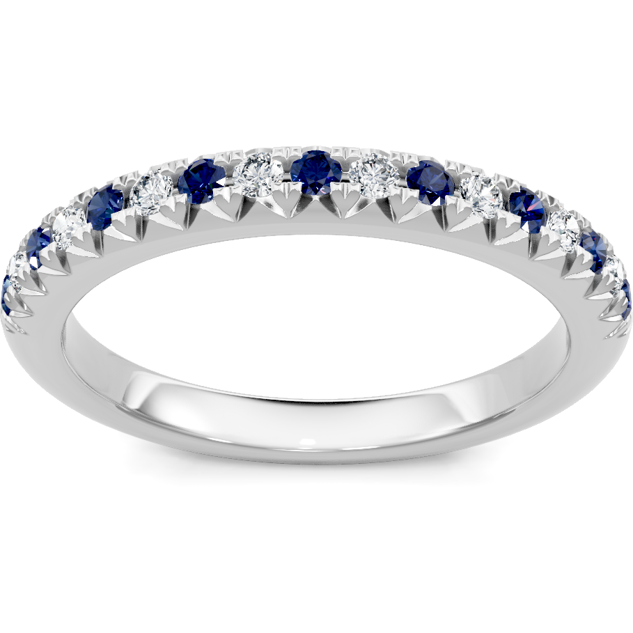 This gold 14K White Gold rose wedding band features a wedding band style with a wedding band setting. The design is accented with diamonds totaling about 0.25 carats.