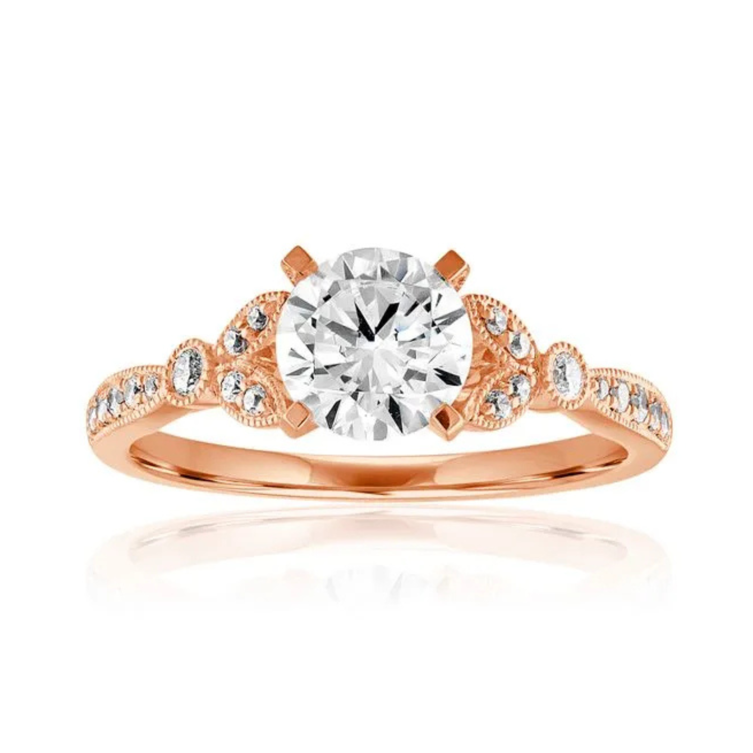 Imagine Bridal 14K Rose Gold Round Diamond Engagement Ring 0.20ct