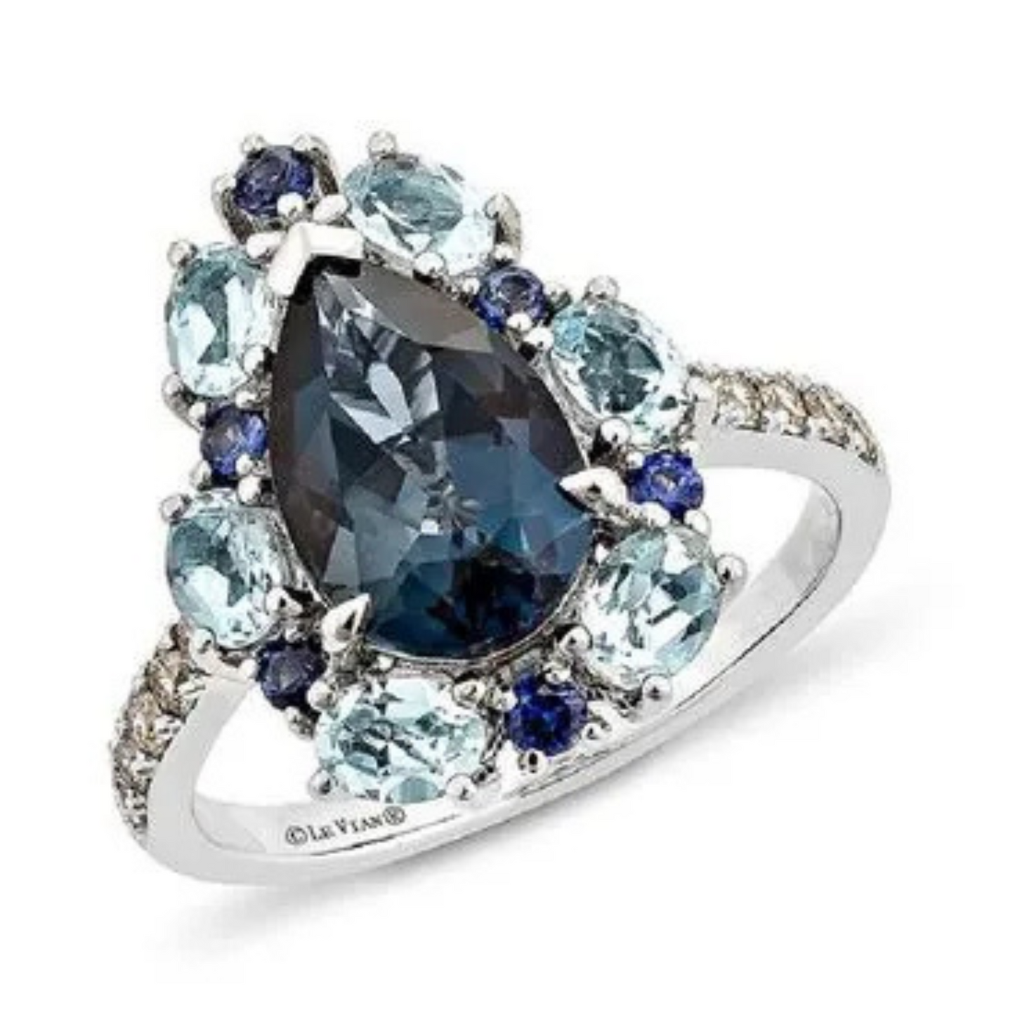 Le Vian 14K Vanilla Gold Deep Sea Blue Topaz & Multi-Gem Diamond Ring 2.333ct