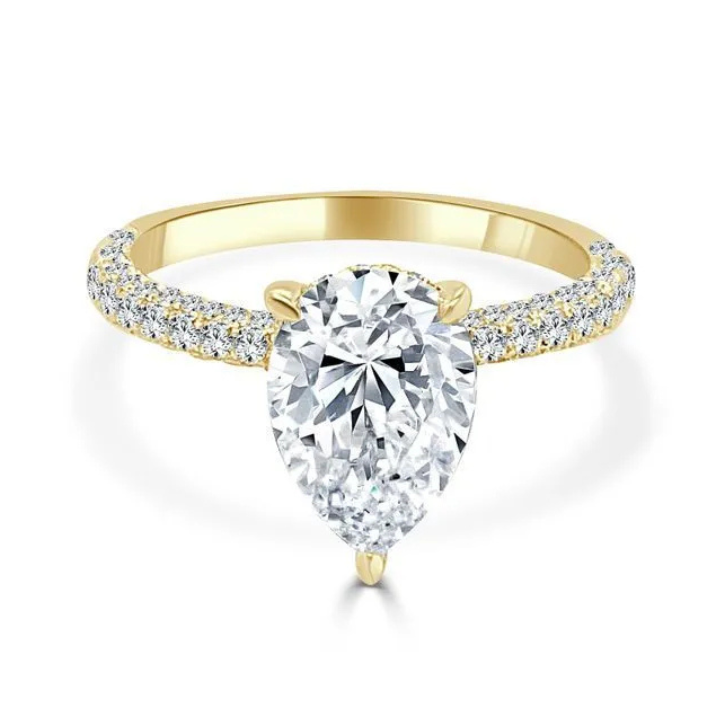 Imagine Bridal 14K Yellow Gold Pear Diamond Engagement Ring 0.62ct