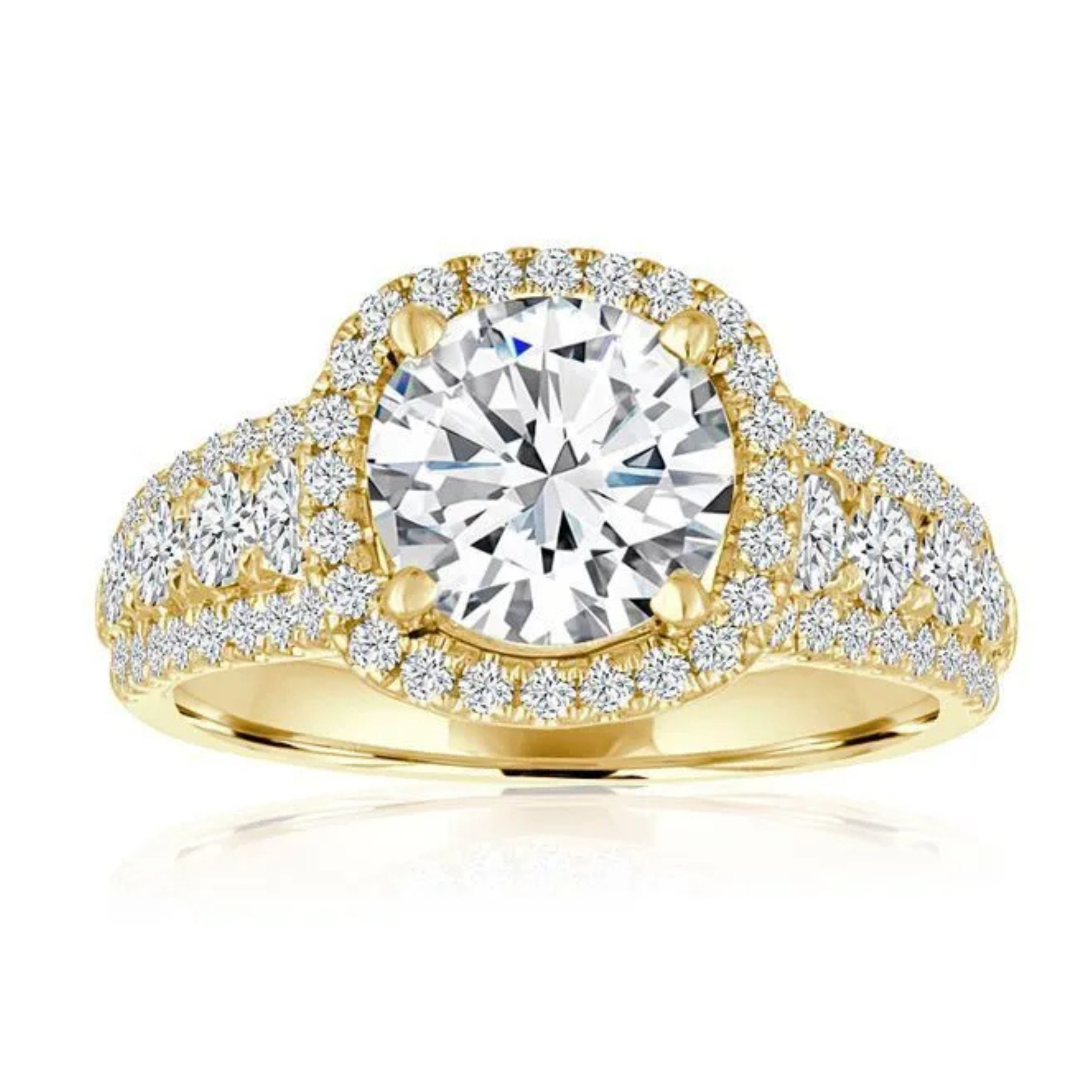 Imagine Bridal 14K Yellow Gold Round Diamond Engagement Ring 0.80ct