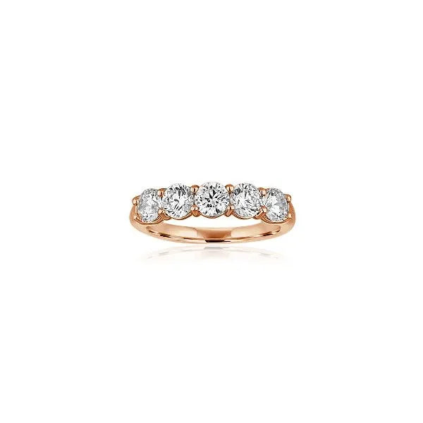 This gold 14K Rose' Gold rose wedding band features a wedding band style with a wedding band setting. The design is accented with diamonds totaling about 0.55 carats.