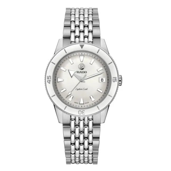 Rado Captain Cook Automatic 37 mm White Dial Stainless Steel & High-Tech Ceramic Automatic Watch – Vintage Diver Style