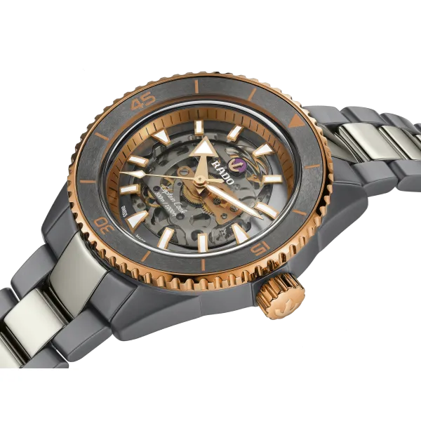 Rado Captain Cook High-Tech Ceramic Skeleton 43 mm Grey Skeleton Plasma High-Tech Ceramic & Titanium Automatic Watch – Modern Skeleton Dive Style