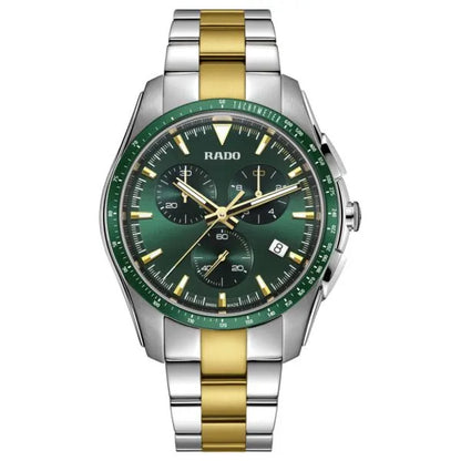 Rado HyperChrome Chronograph 45 mm Green Dial Two-Tone Stainless Steel & High-Tech Ceramic Quartz Watch – Tachymeter Style