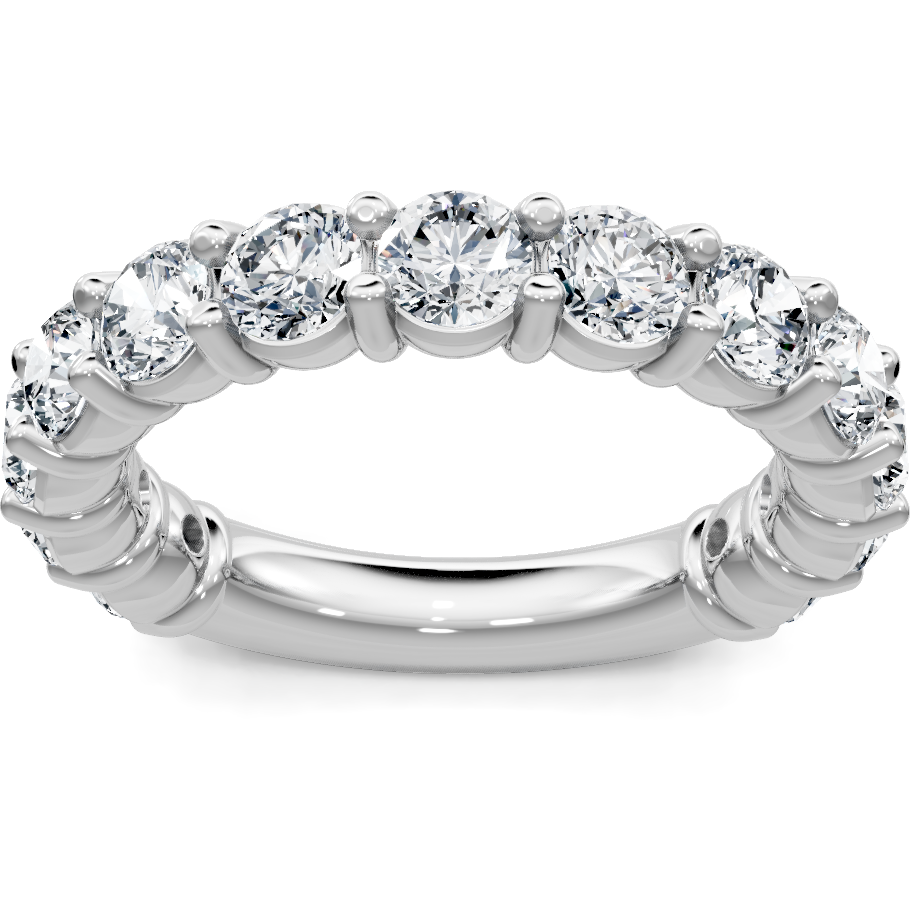 This gold 14K White Gold rose wedding band features a wedding band style with a wedding band setting. The design is accented with diamonds totaling about 2.0 carats.