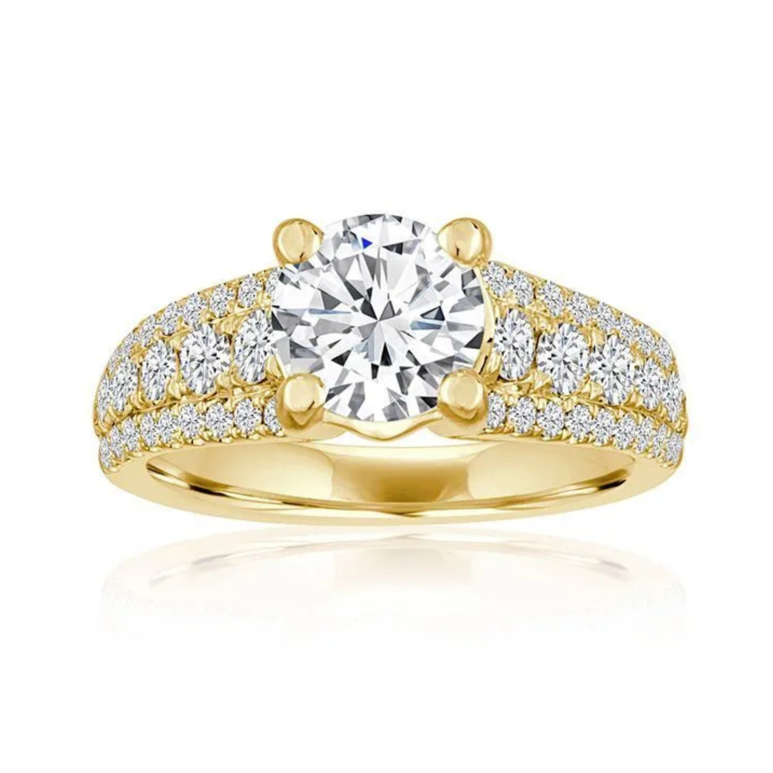 Imagine Bridal 14K Yellow Gold Round Diamond Engagement Ring 0.75ct